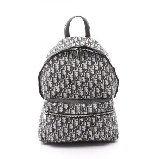 Christian Dior Beige Black Blue Canvas Leather Backpack  