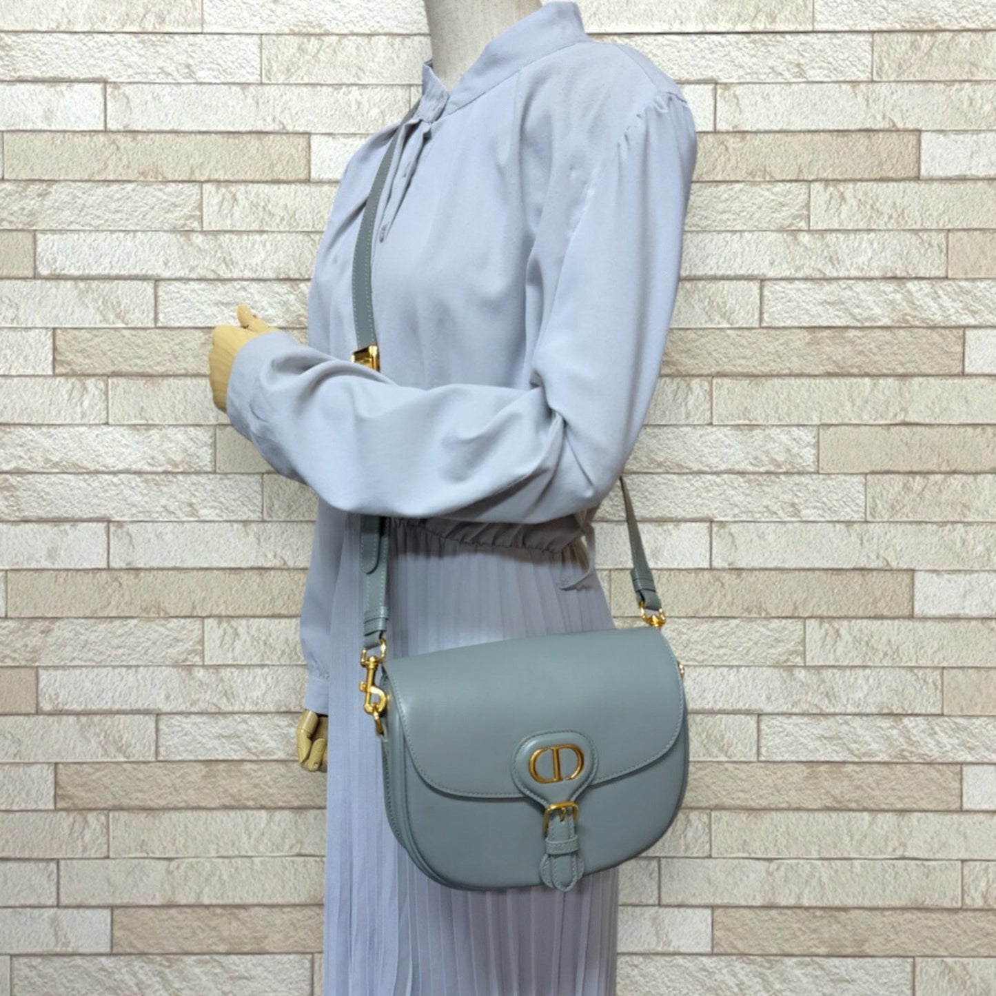 Christian Dior Gray Leather Shoulder Bag  