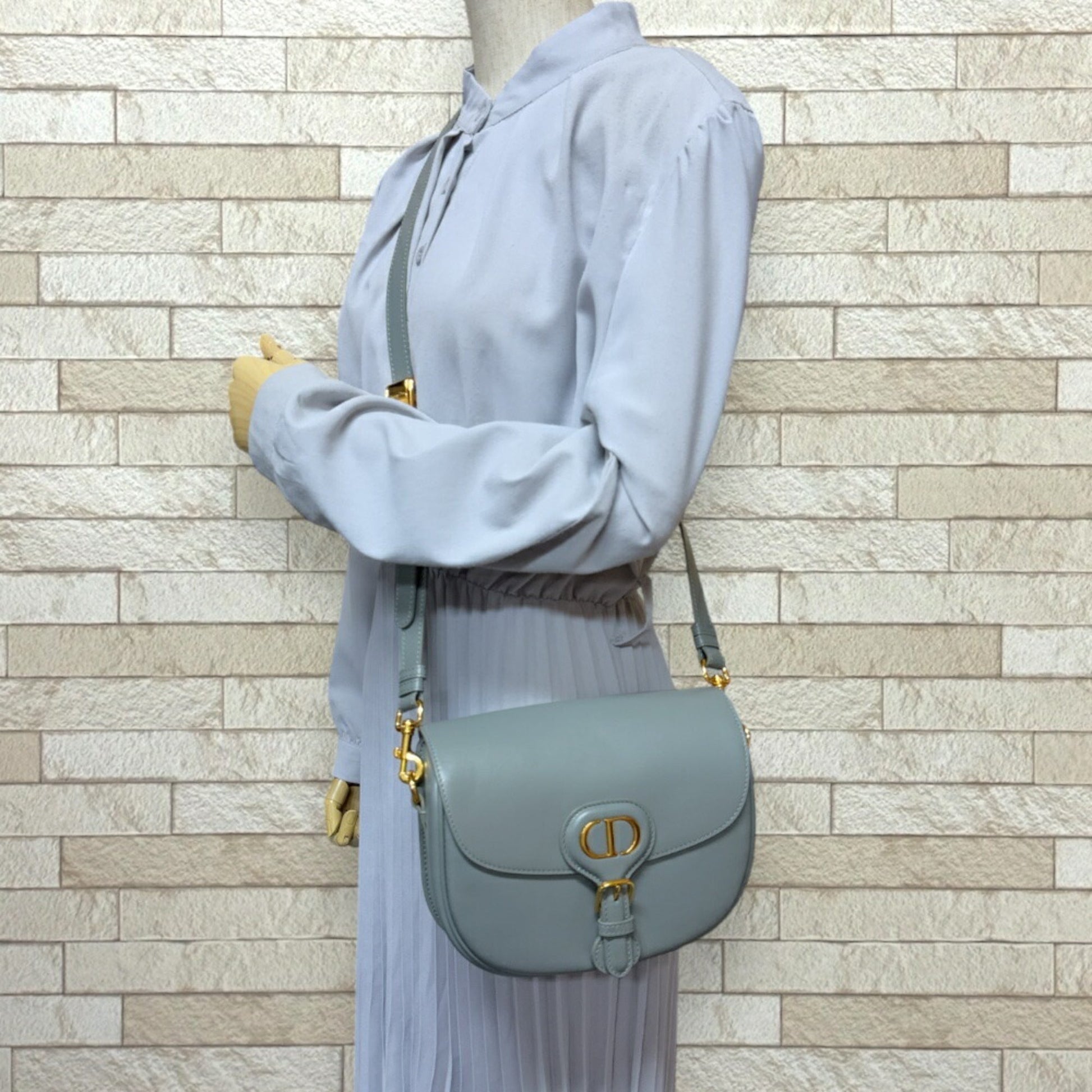 Christian Dior Gray Leather Shoulder Bag  