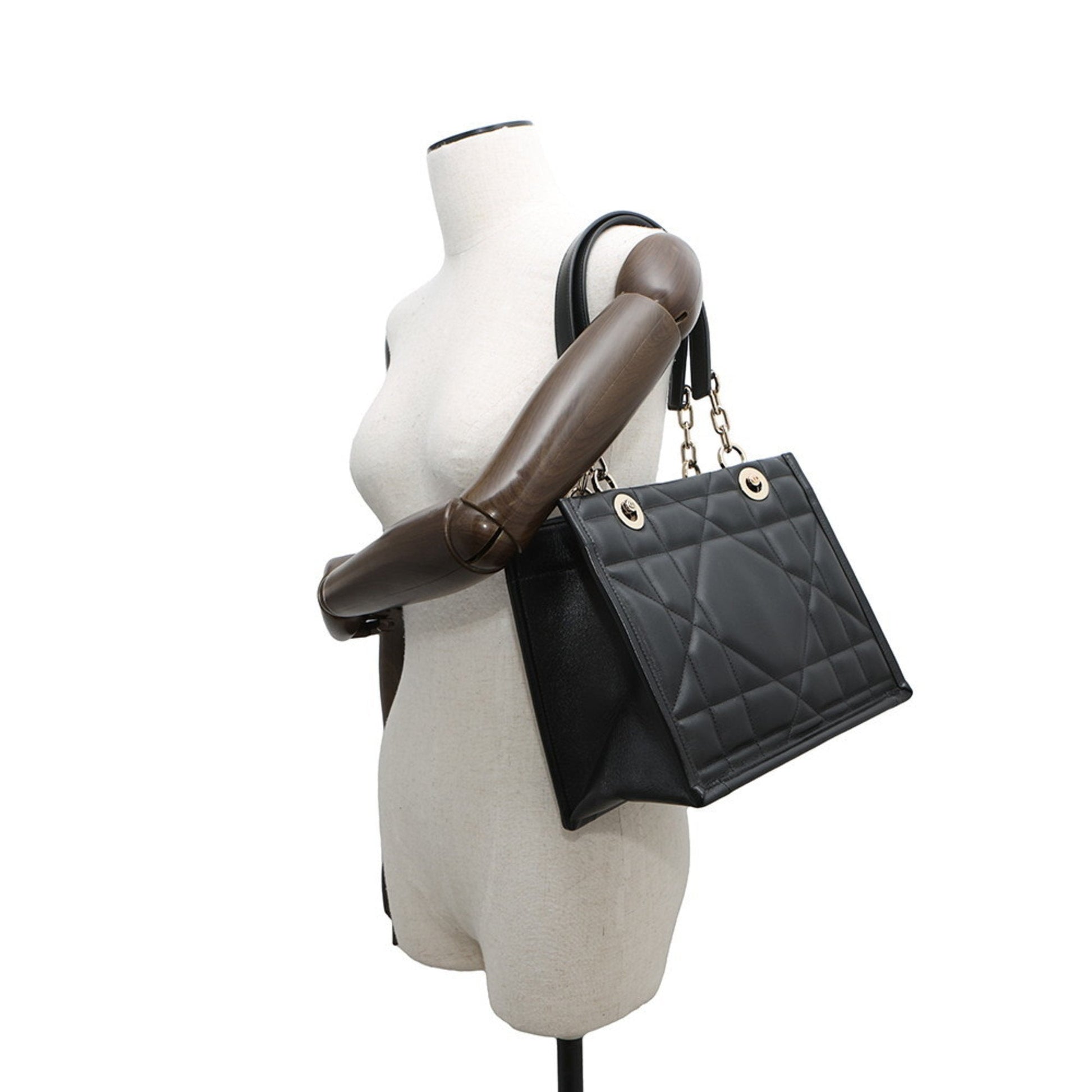 Christian Dior Black Leather Tote Bag  