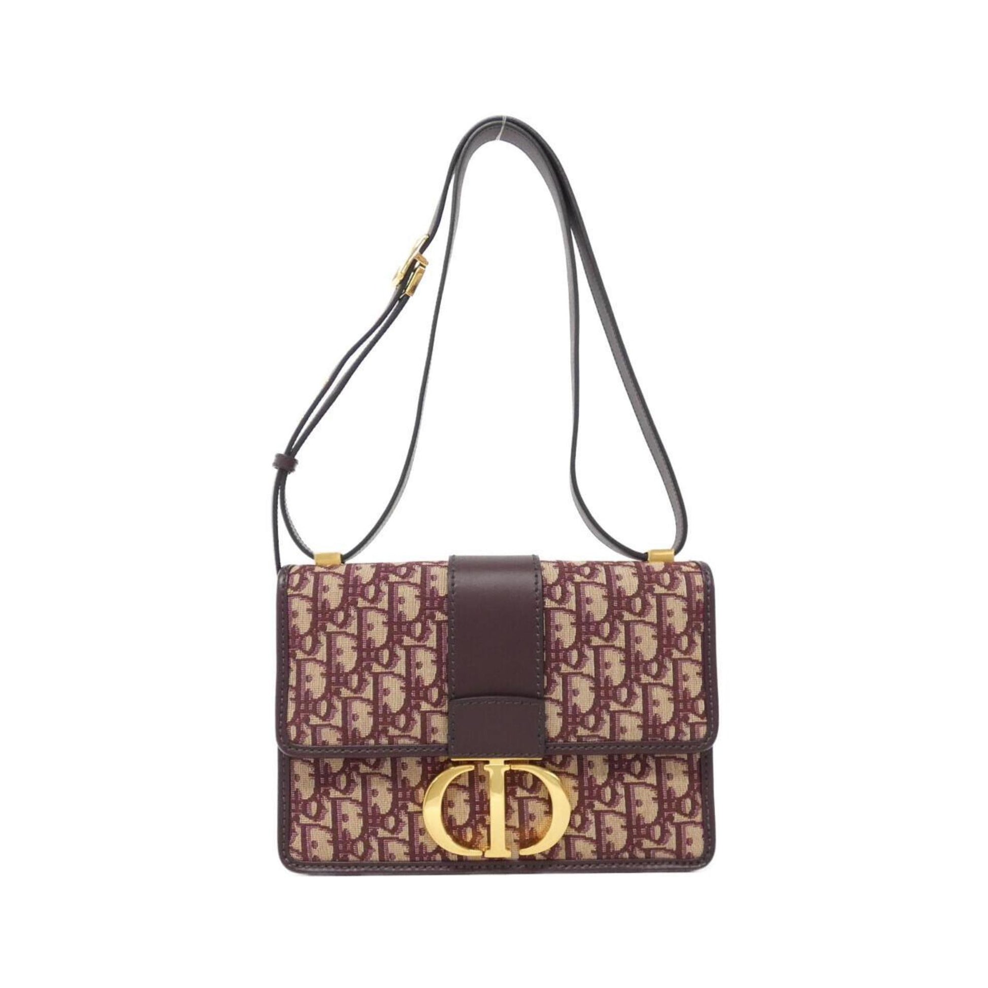 Christian Dior Burgundy Canvas Shoulder Bag  
