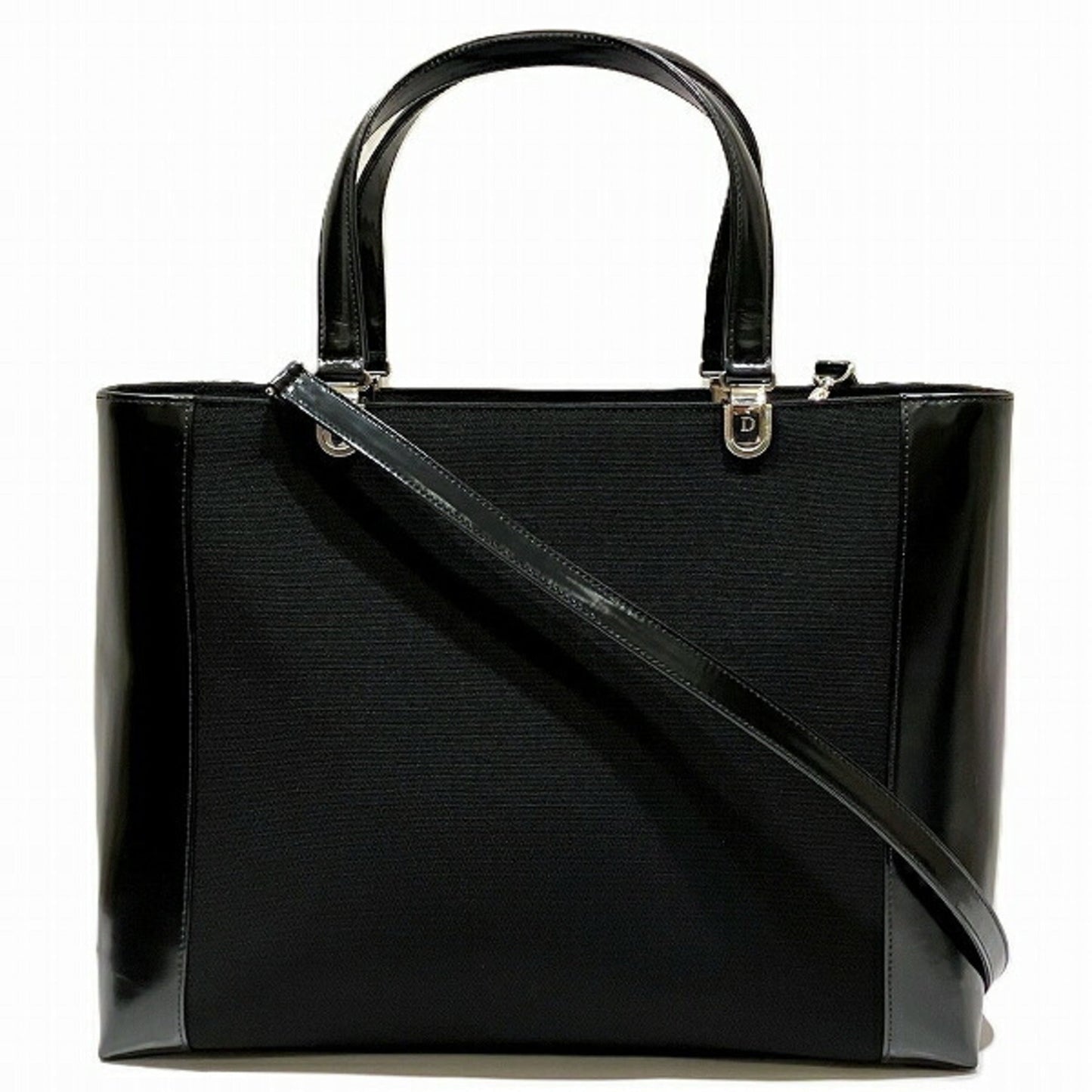 Christian Dior Black Canvas Pouch Shoulder Bag Tote Bag  