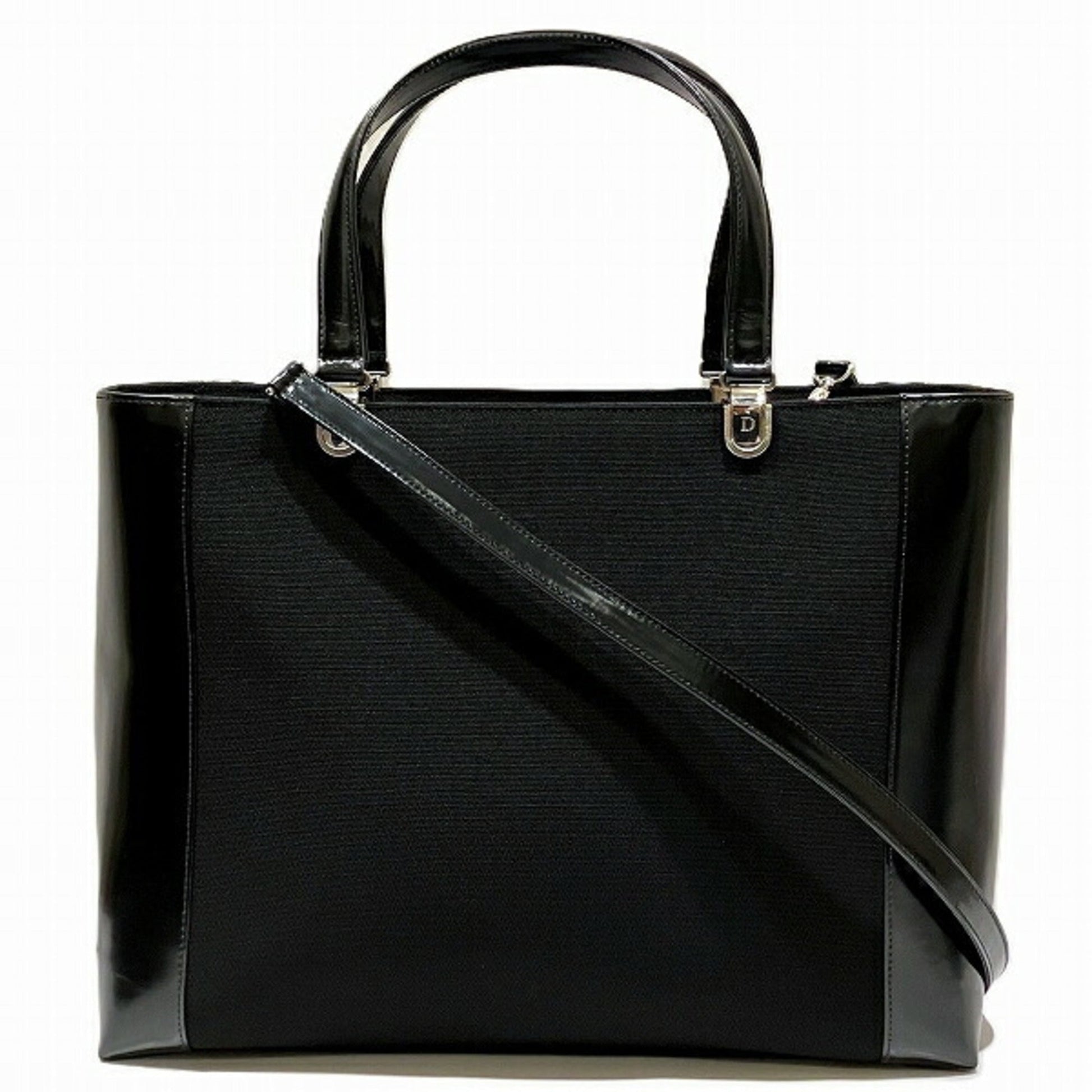 Christian Dior Black Canvas Pouch Shoulder Bag Tote Bag  