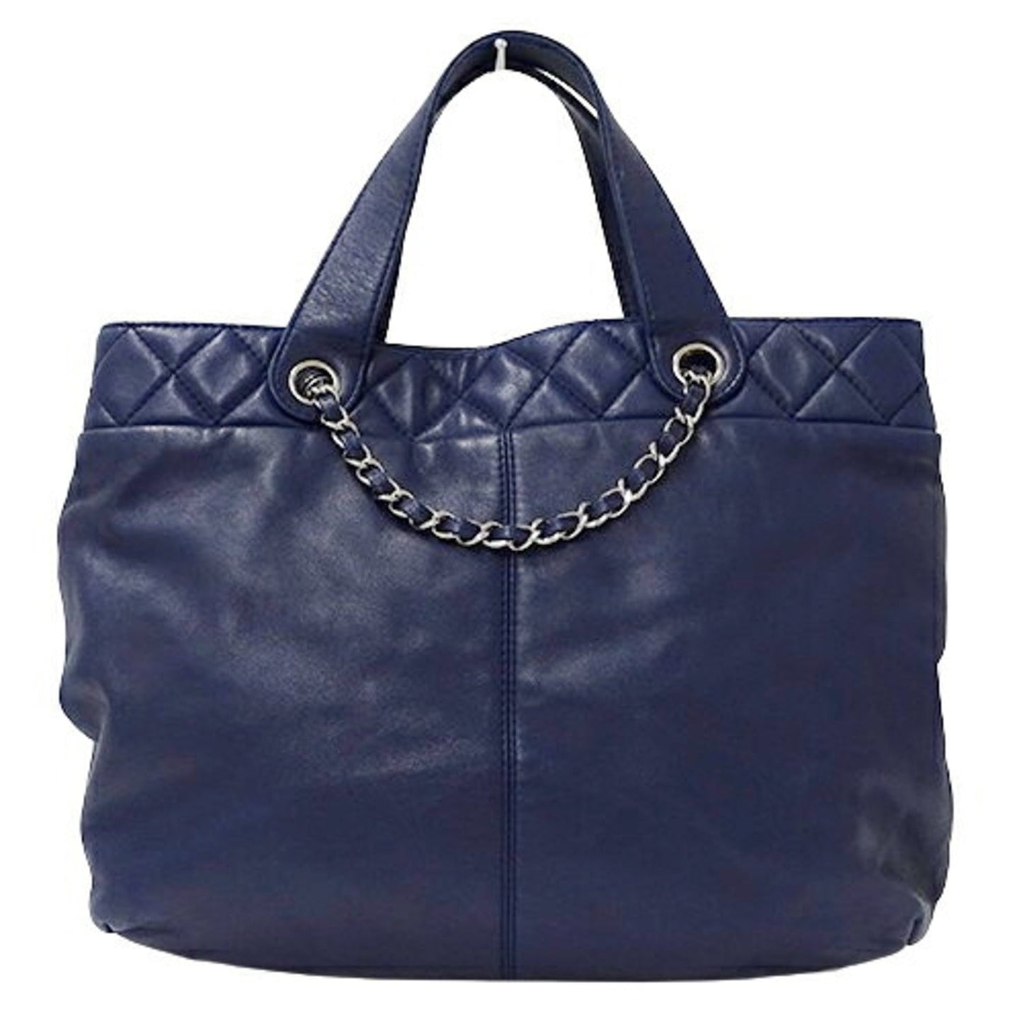 CHANEL Bag Matelasse Women s Handbag Tote Shoulder 2way Leather Navy Blue Chain