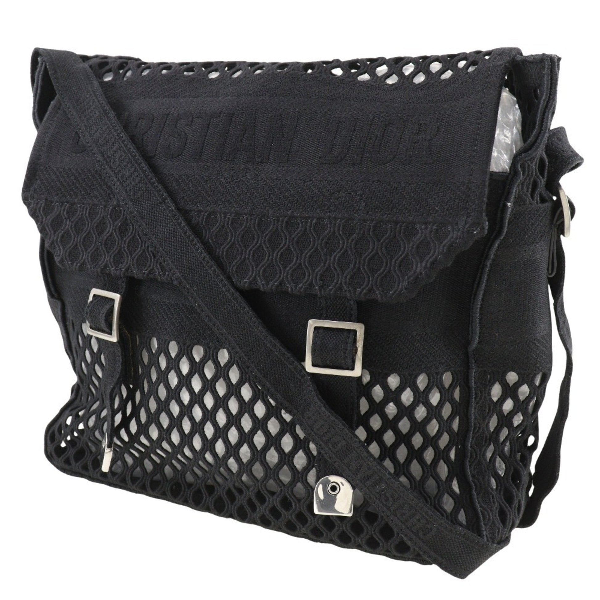 Christian Dior Black Mesh Messenger Bag Shoulder Bag  