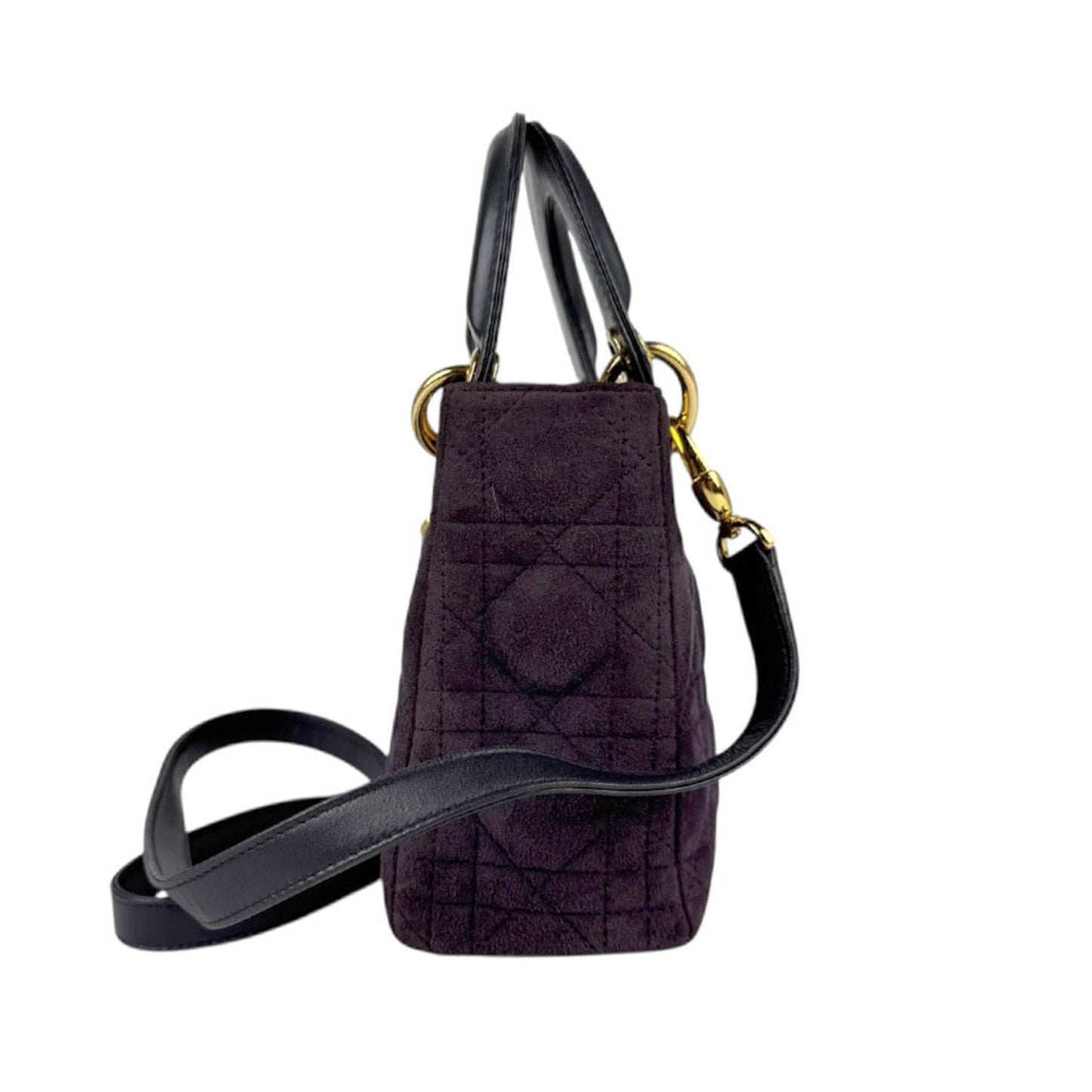 Christian Dior Black Purple Suede Leather Handbag Shoulder Bag  