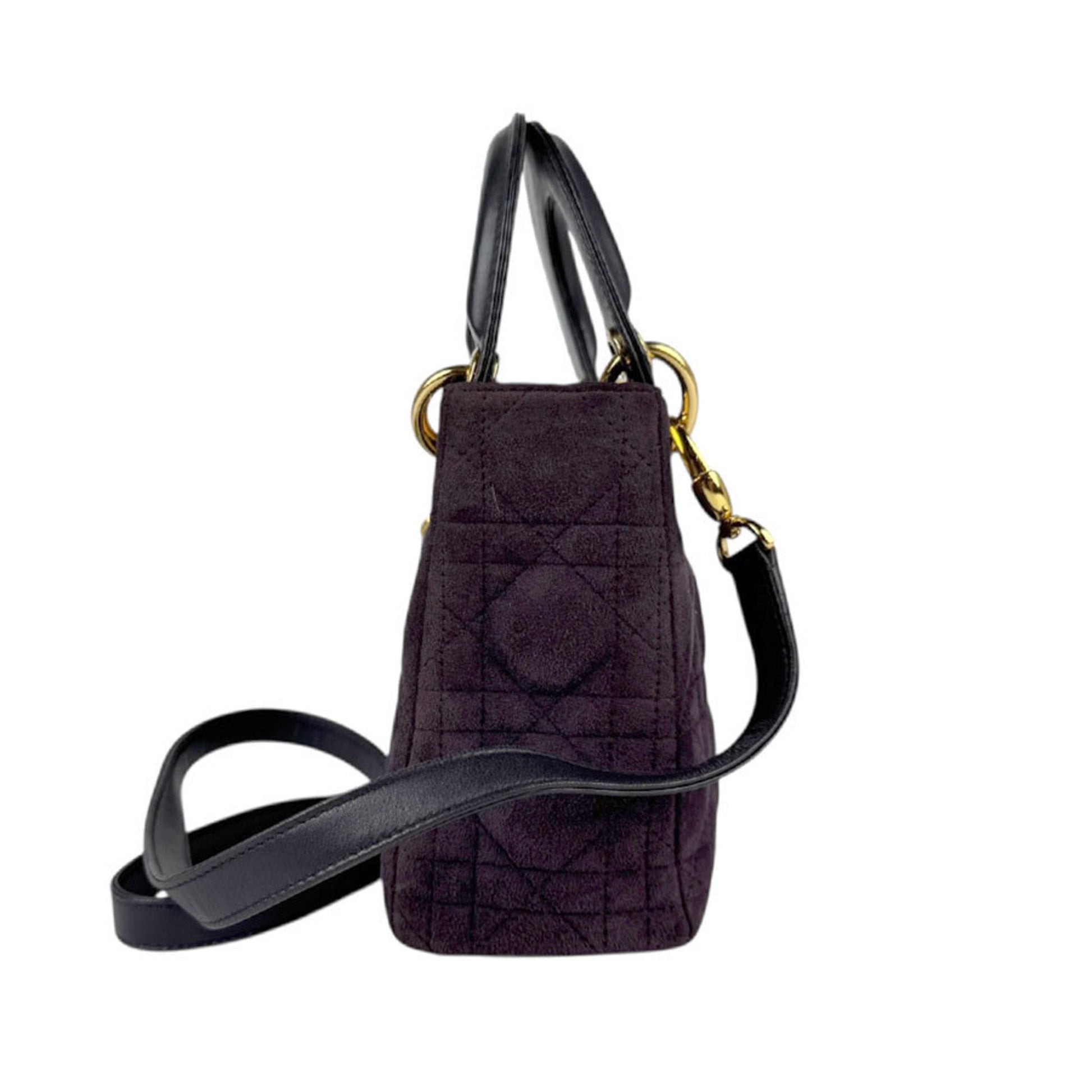 Christian Dior Black Purple Suede Leather Handbag Shoulder Bag  
