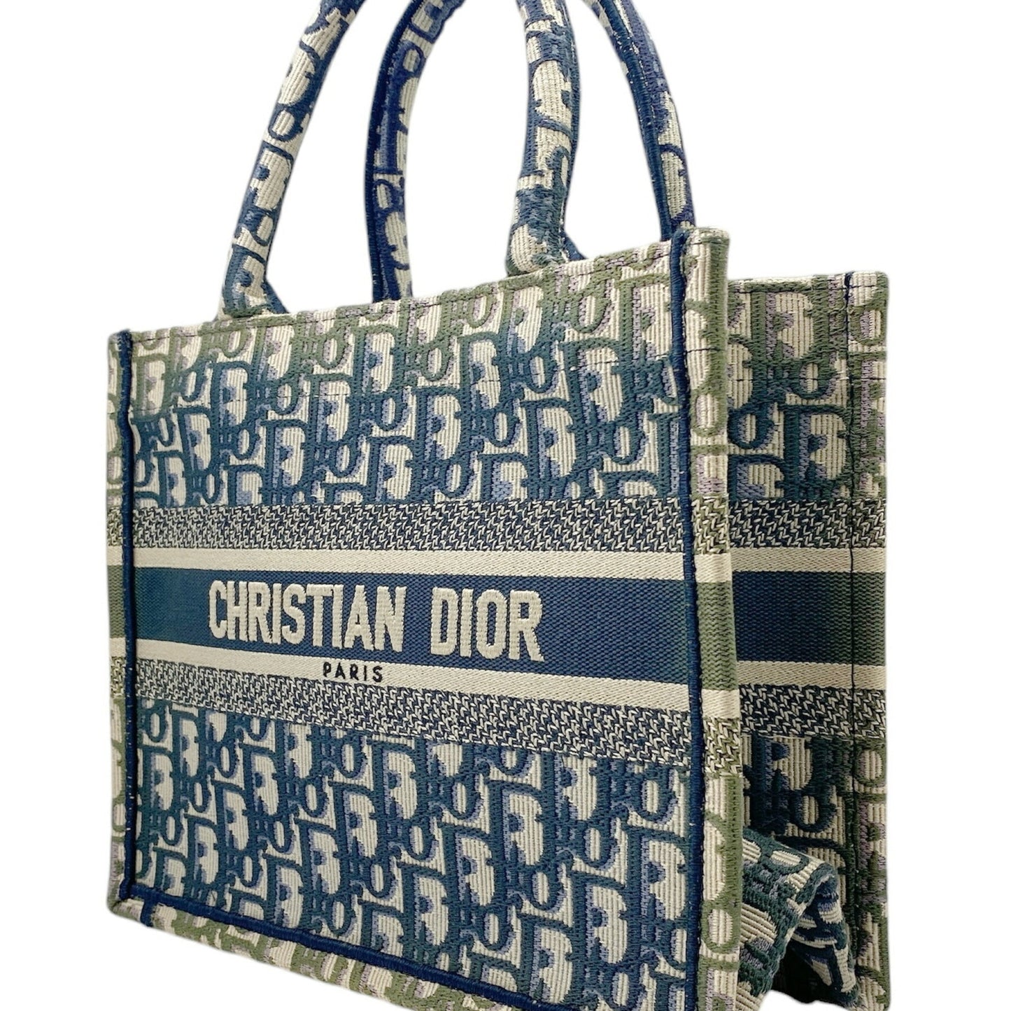Christian Dior Khaki Navy Pink Canvas Handbag Tote Bag  