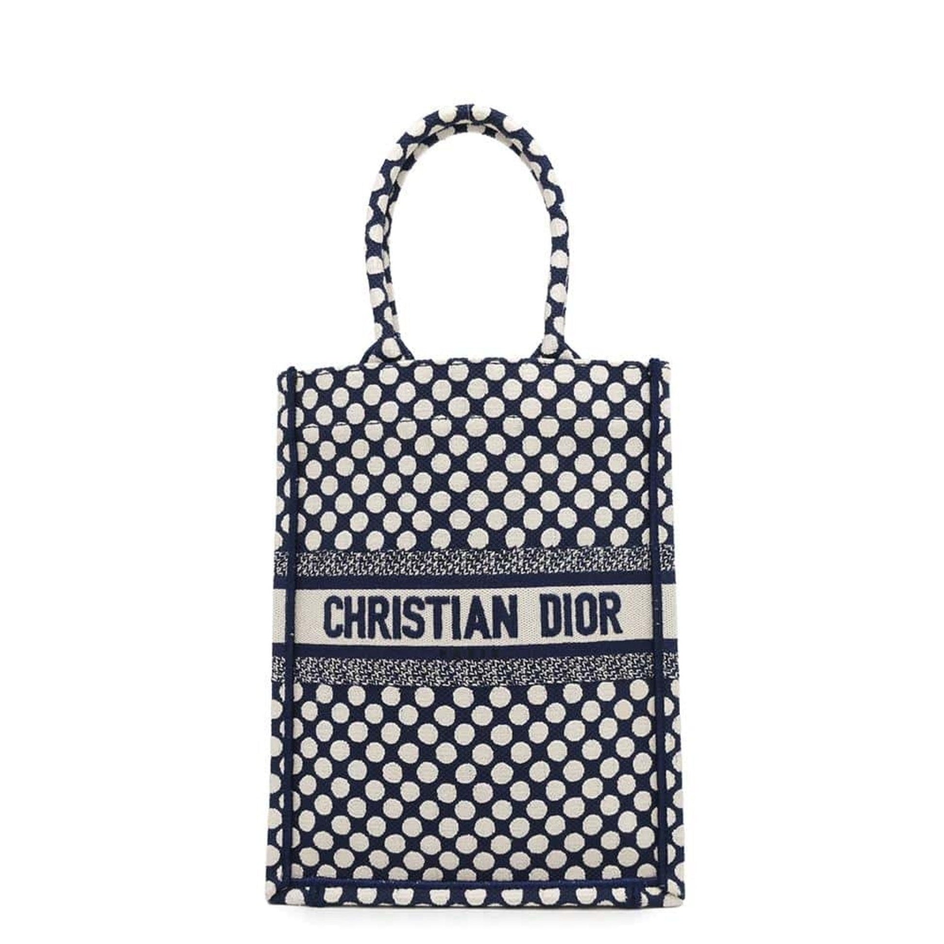 Christian Dior Navy White Canvas Handbag  
