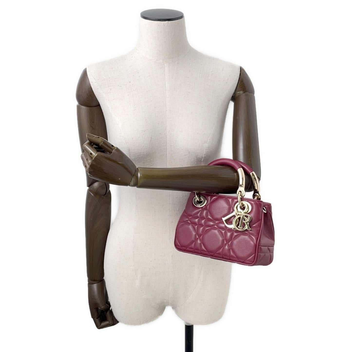 Christian Dior Bordeaux Champagne Gold Leather Handbag  