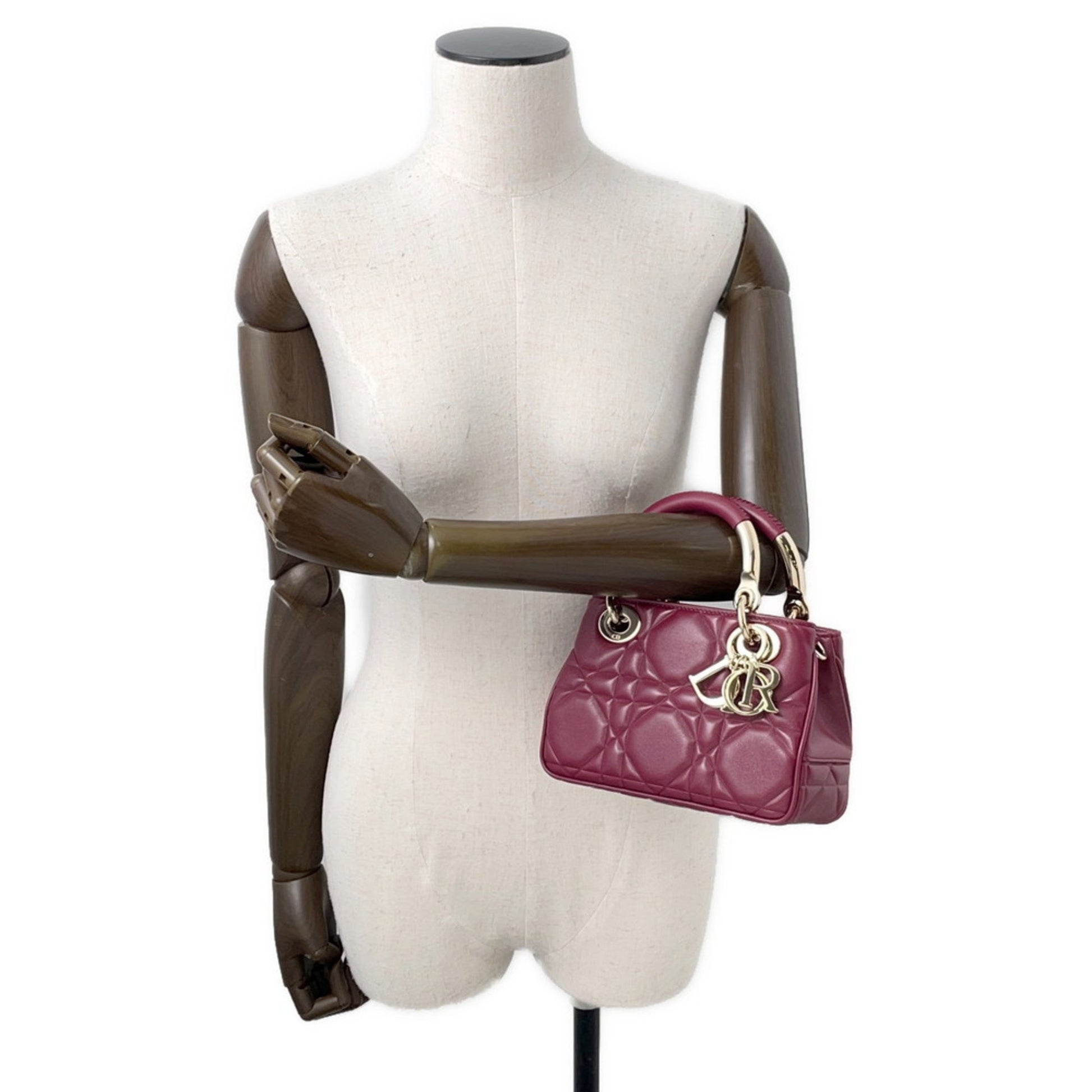 Christian Dior Bordeaux Champagne Gold Leather Handbag  