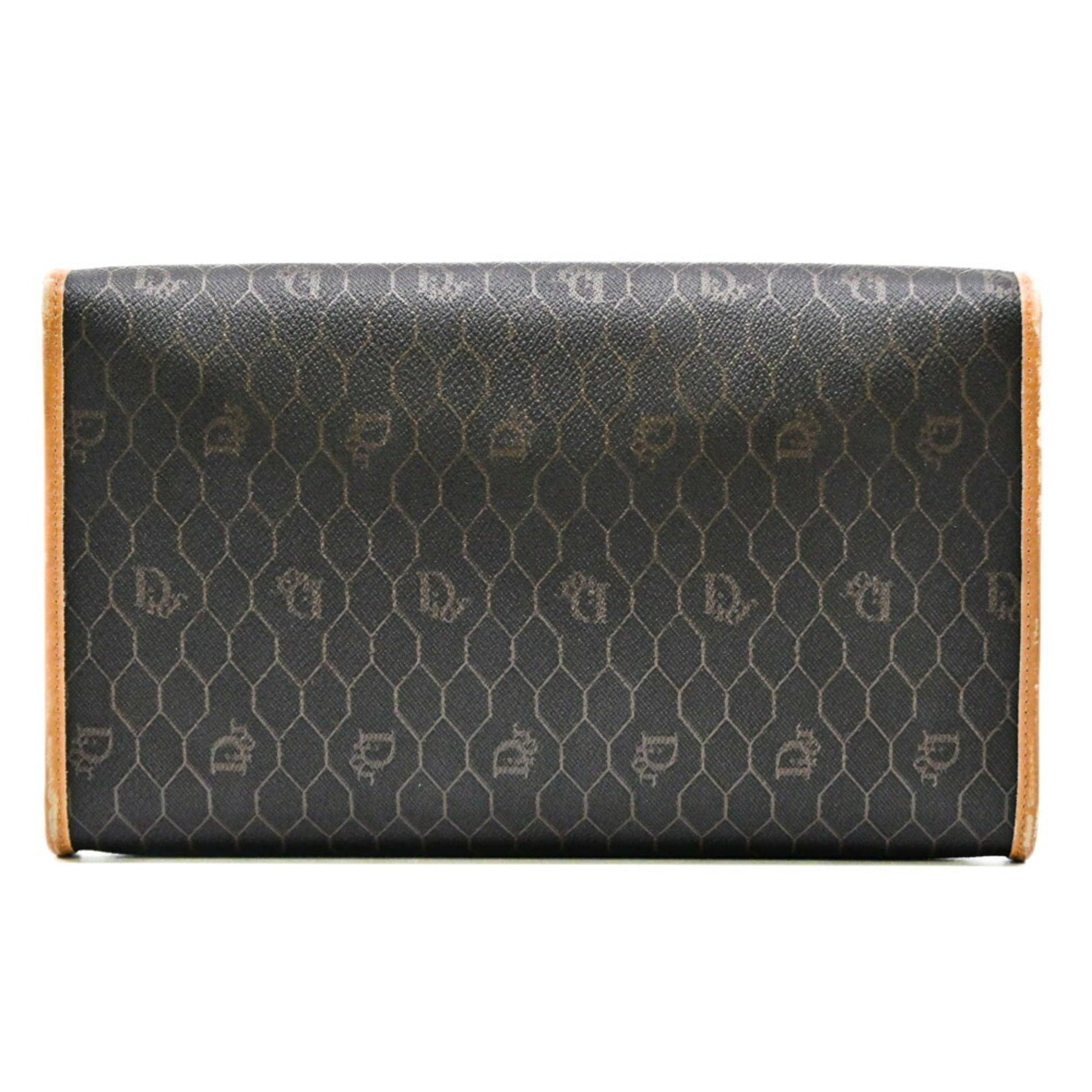 Christian Dior Dark Brown Light Brown Leather Shoulder Bag  