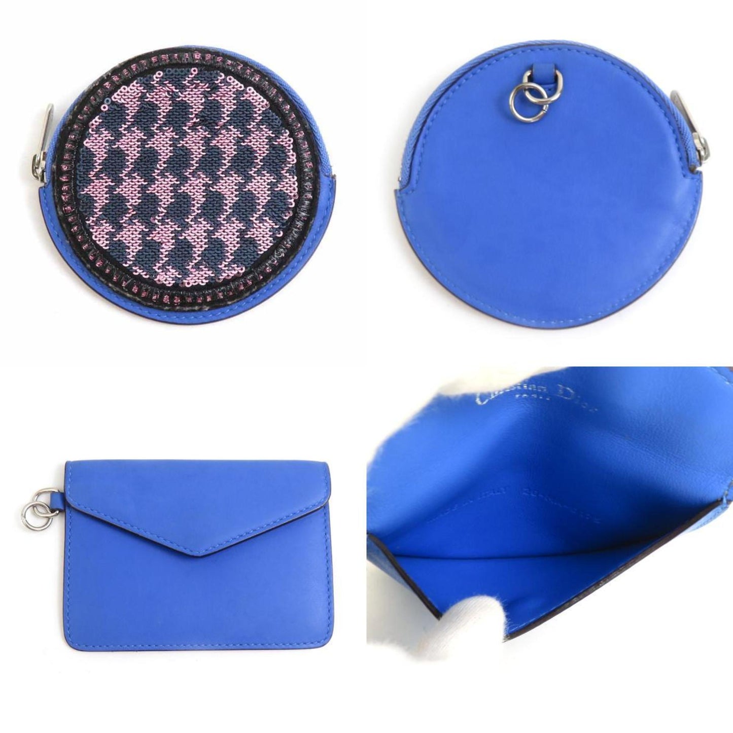 Christian Dior Blue Purple Leather Pouch  
