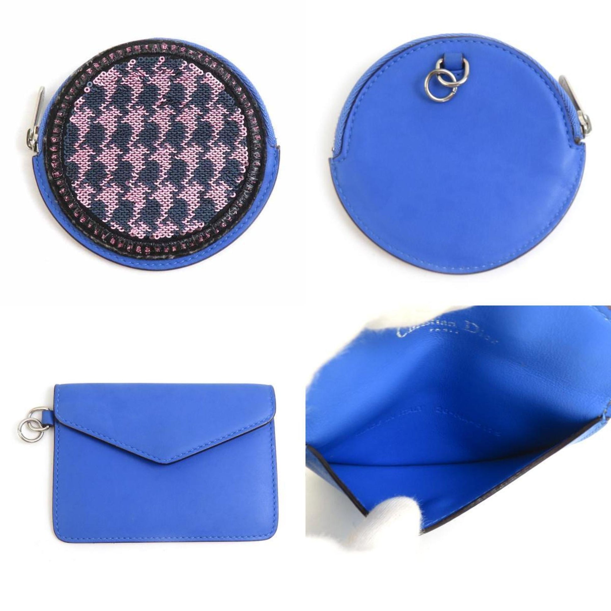 Christian Dior Blue Purple Leather Pouch  