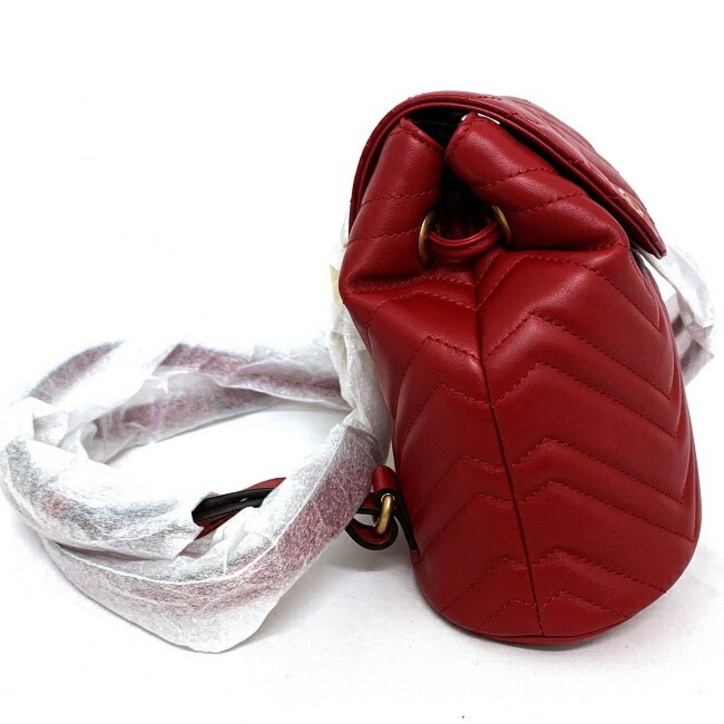 Gucci GG Marmont Red Leather Quilted Backpack