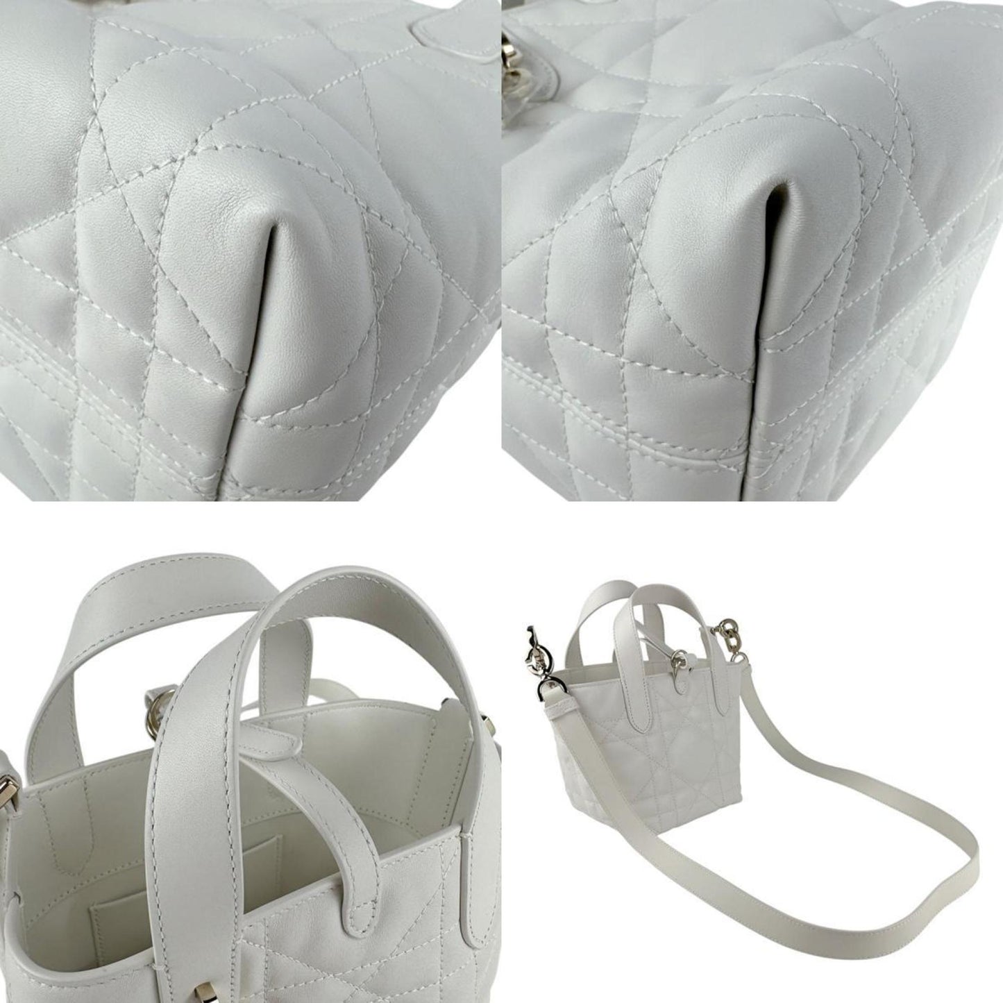 Christian Dior White Leather Handbag Shoulder Bag  