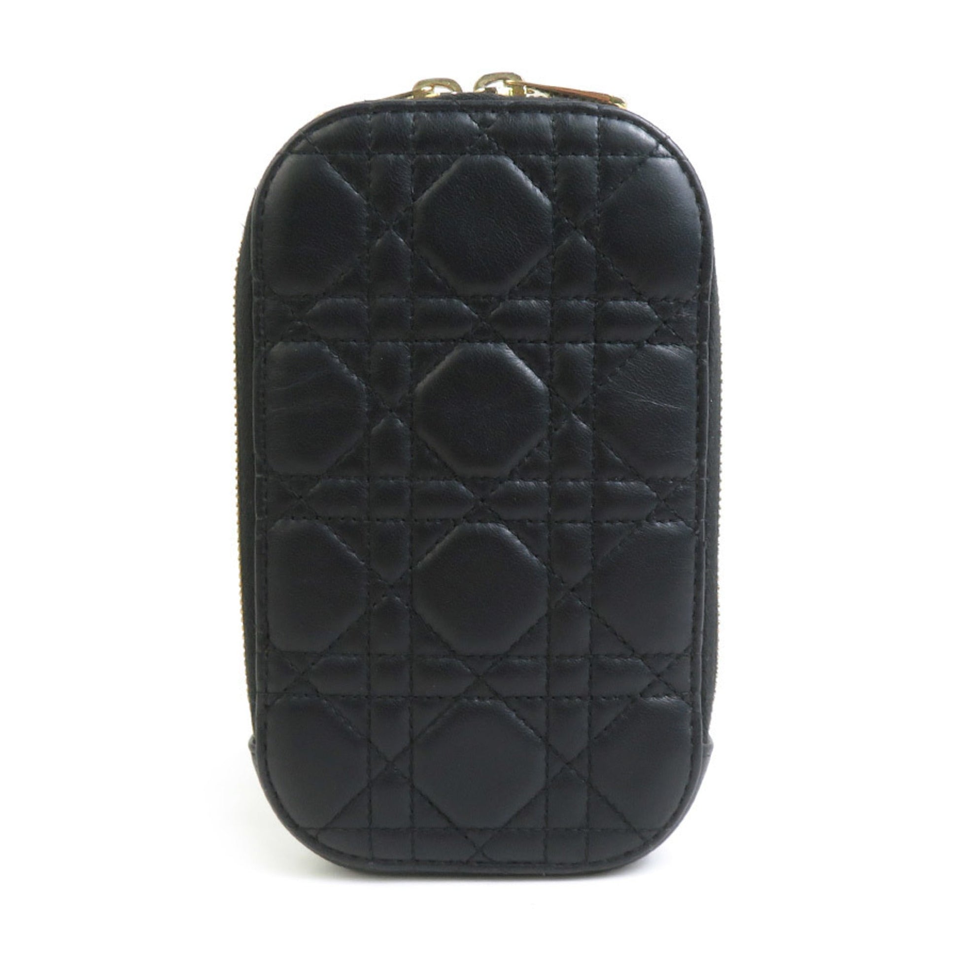 Christian Dior Black Gold Leather Metal Shoulder Bag  