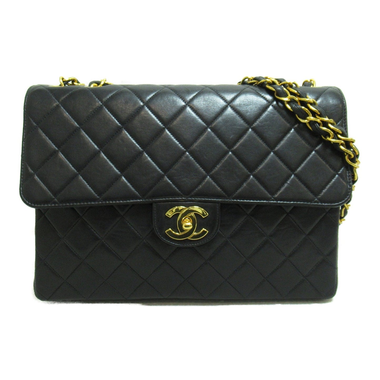 CHANEL Big Matelasse ChainShoulder Bag Black Lambskin sheep leather