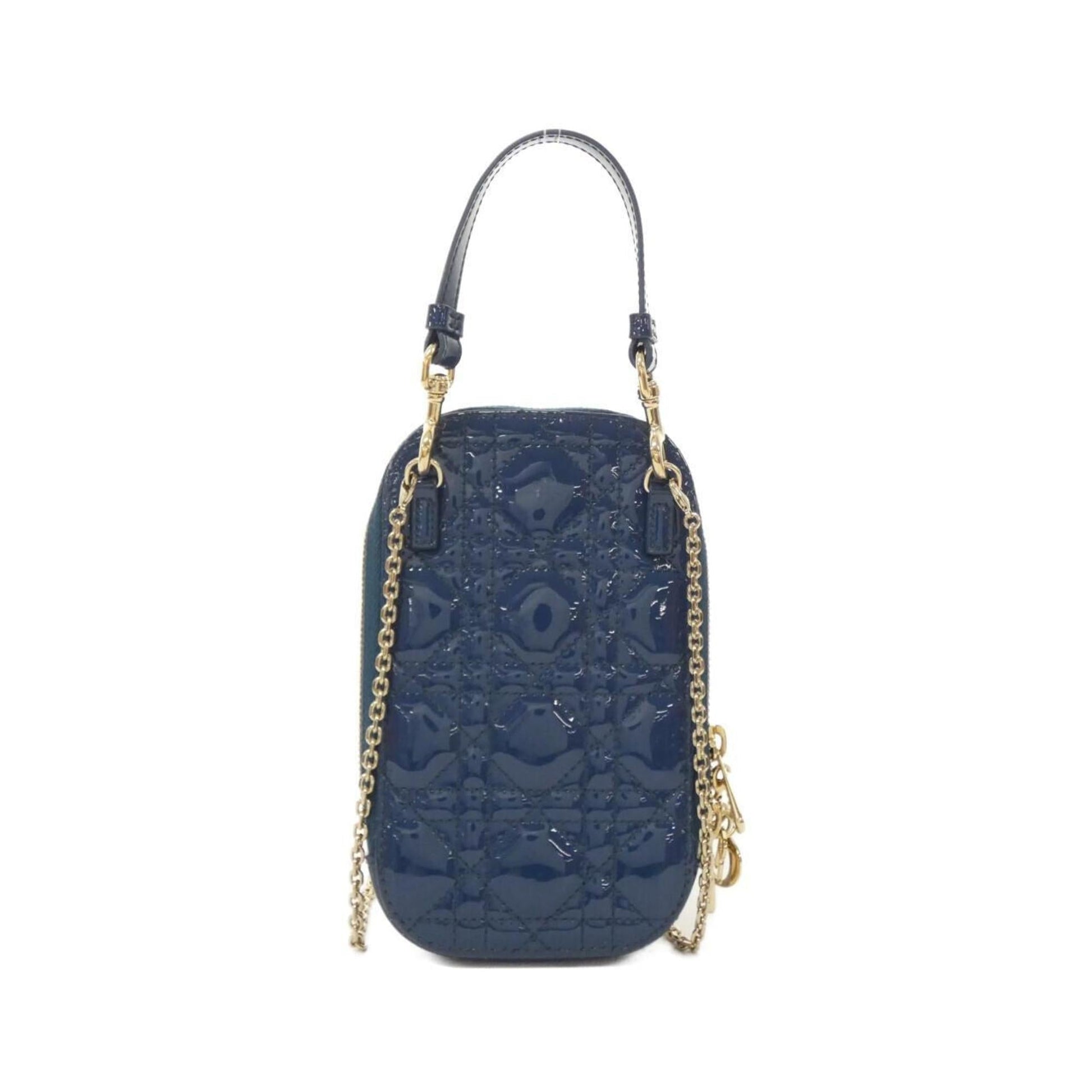 Christian Dior Blue Leather Handbag Pouch Shoulder Bag  