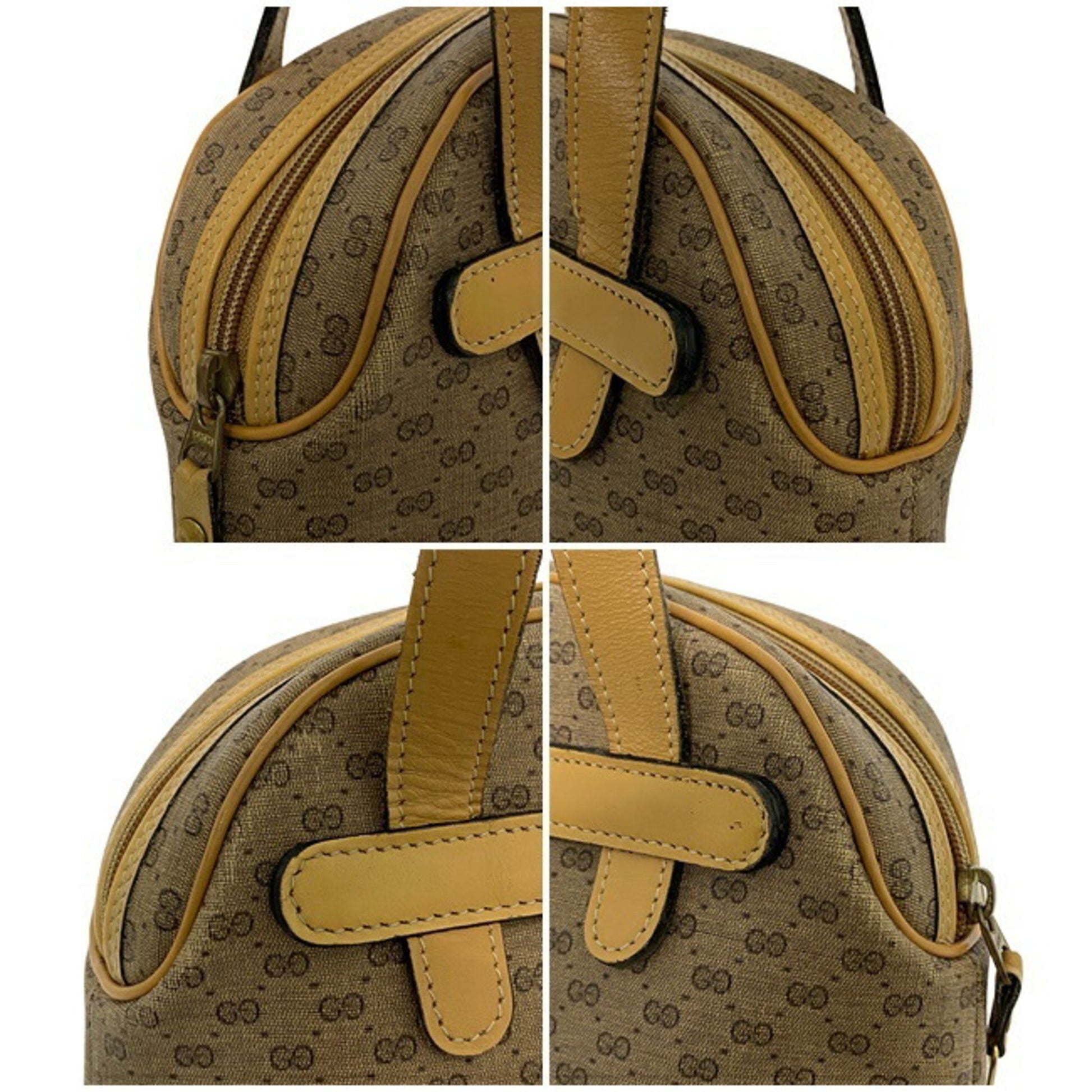Gucci Boston Beige Leather PVC Boston Bag