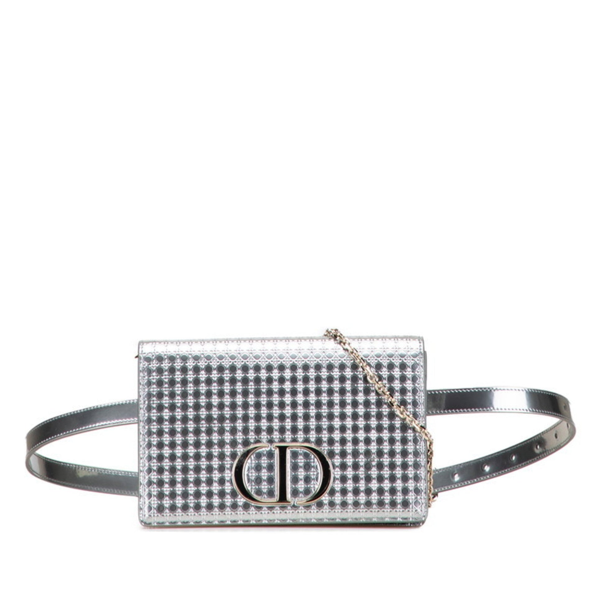 Christian Dior Silver Leather Shoulder Bag  