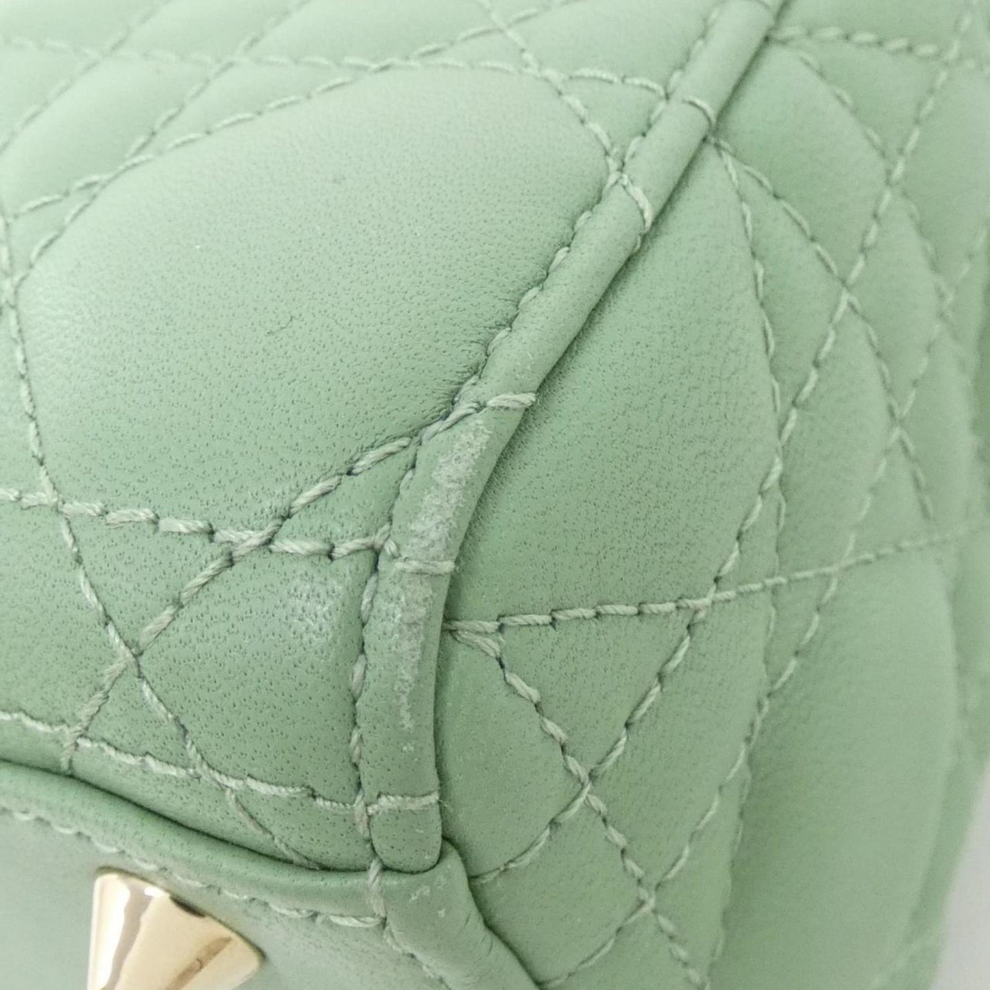 Christian Dior Lady Dior Green Leather Handbag  