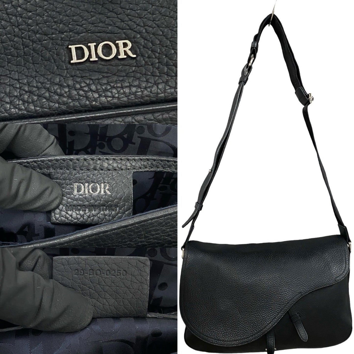 Christian Dior Black Leather Shoulder Bag  