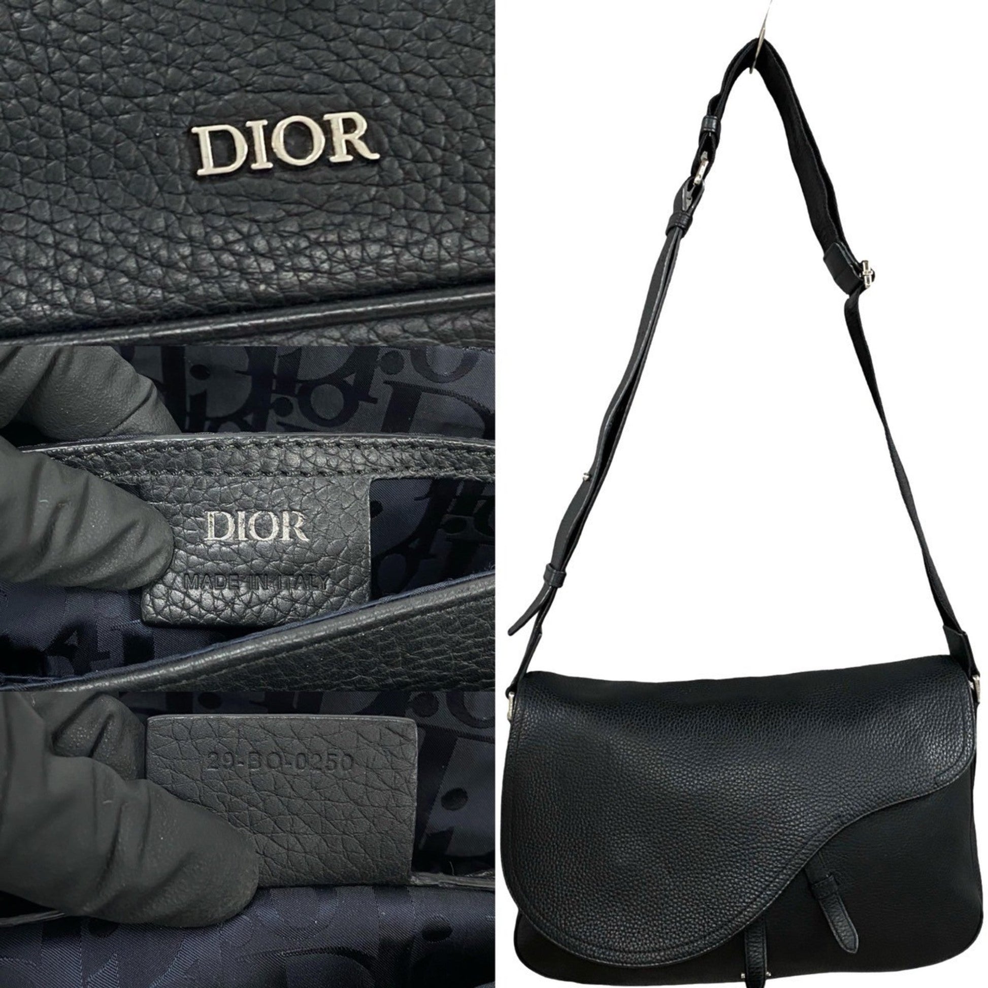 Christian Dior Black Leather Shoulder Bag  