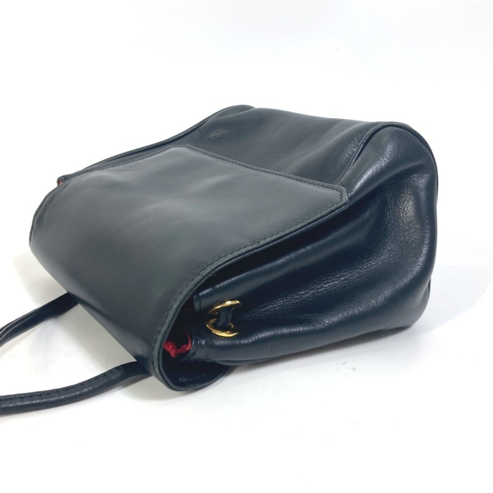 Christian Dior Black Red Color Leather Pochette Shoulder Bag  
