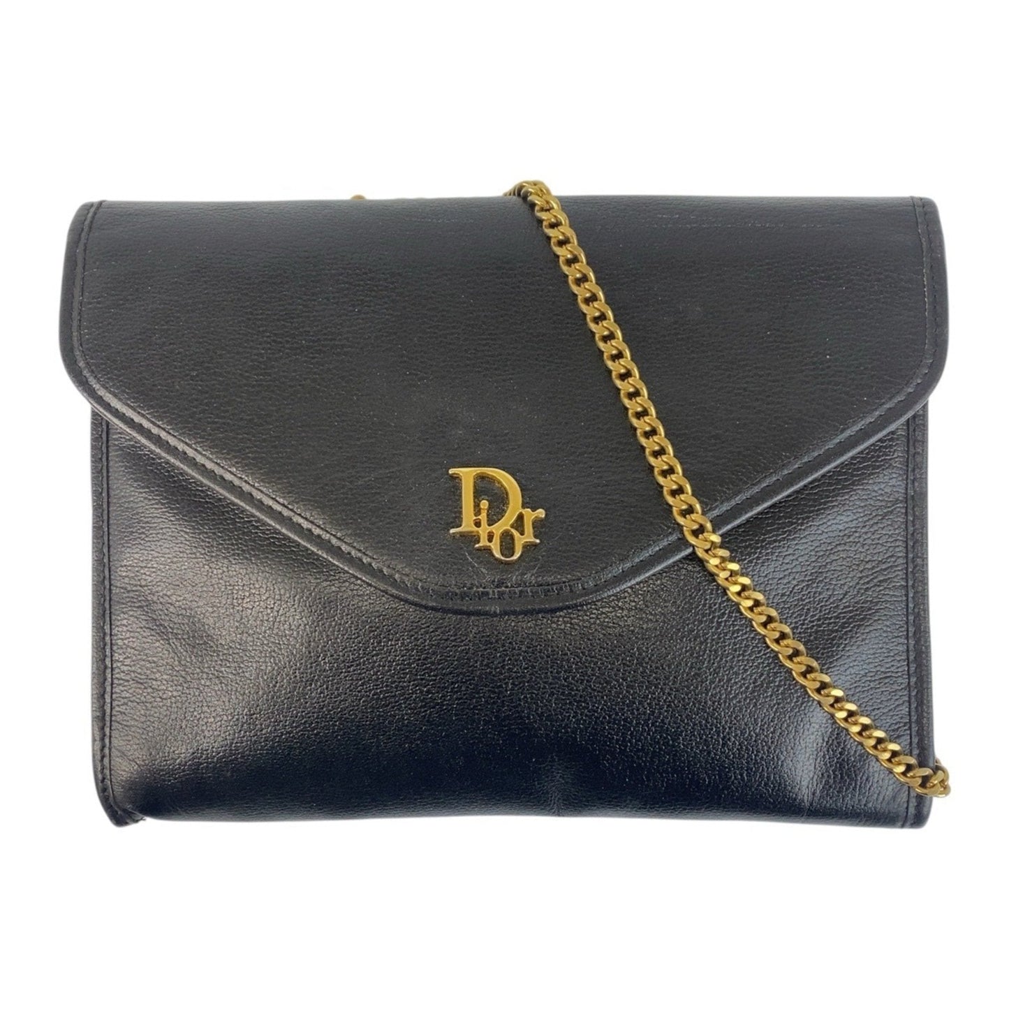 Christian Dior Black Leather Clutch Bag Shoulder Bag  