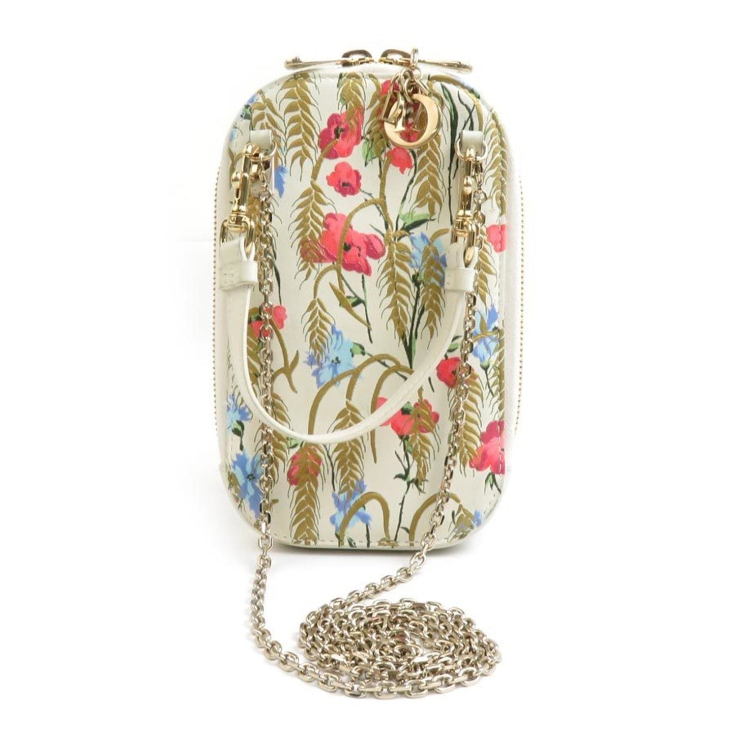Christian Dior Ivory Multi-Color Leather Pouch  