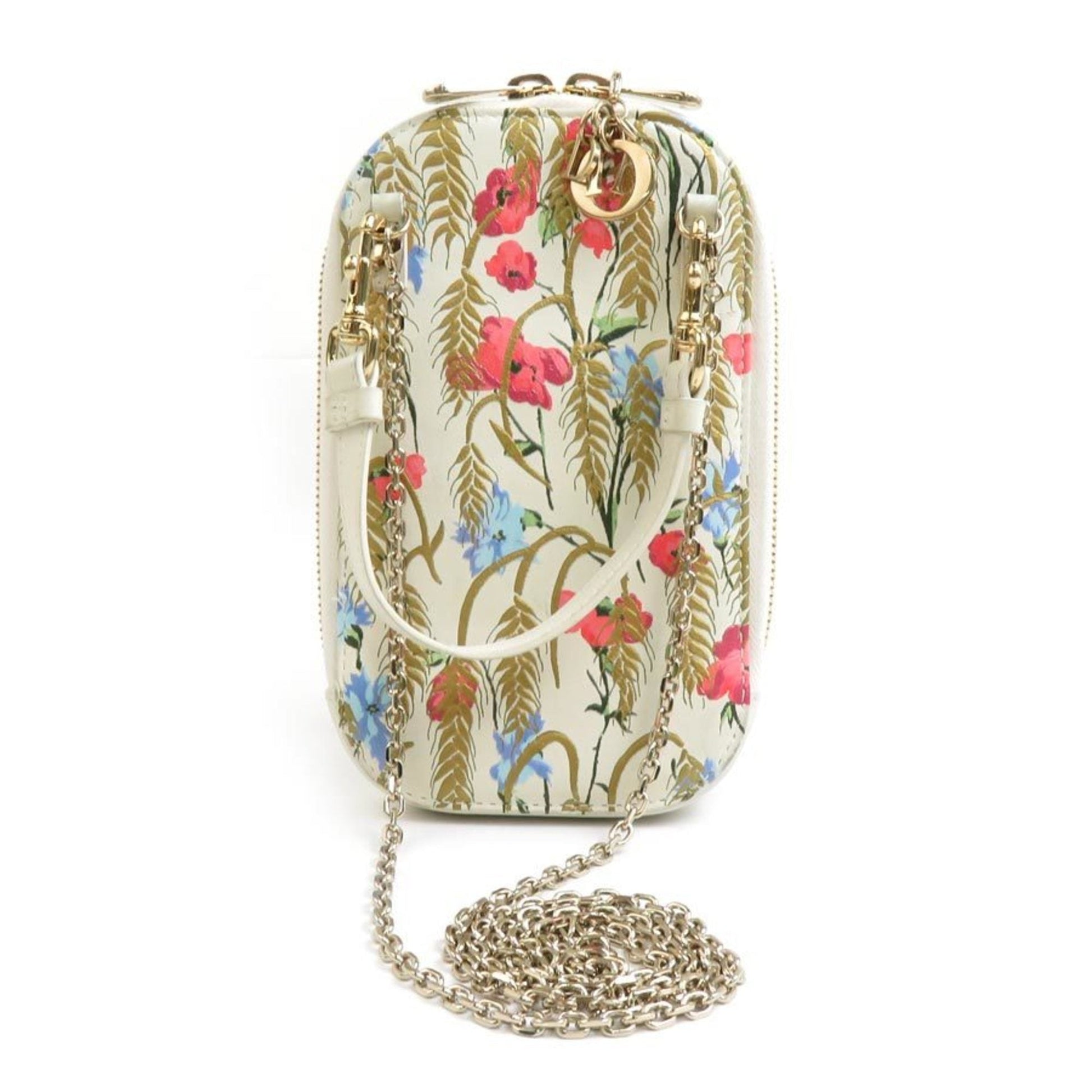 Christian Dior Ivory Multi-Color Leather Pouch  