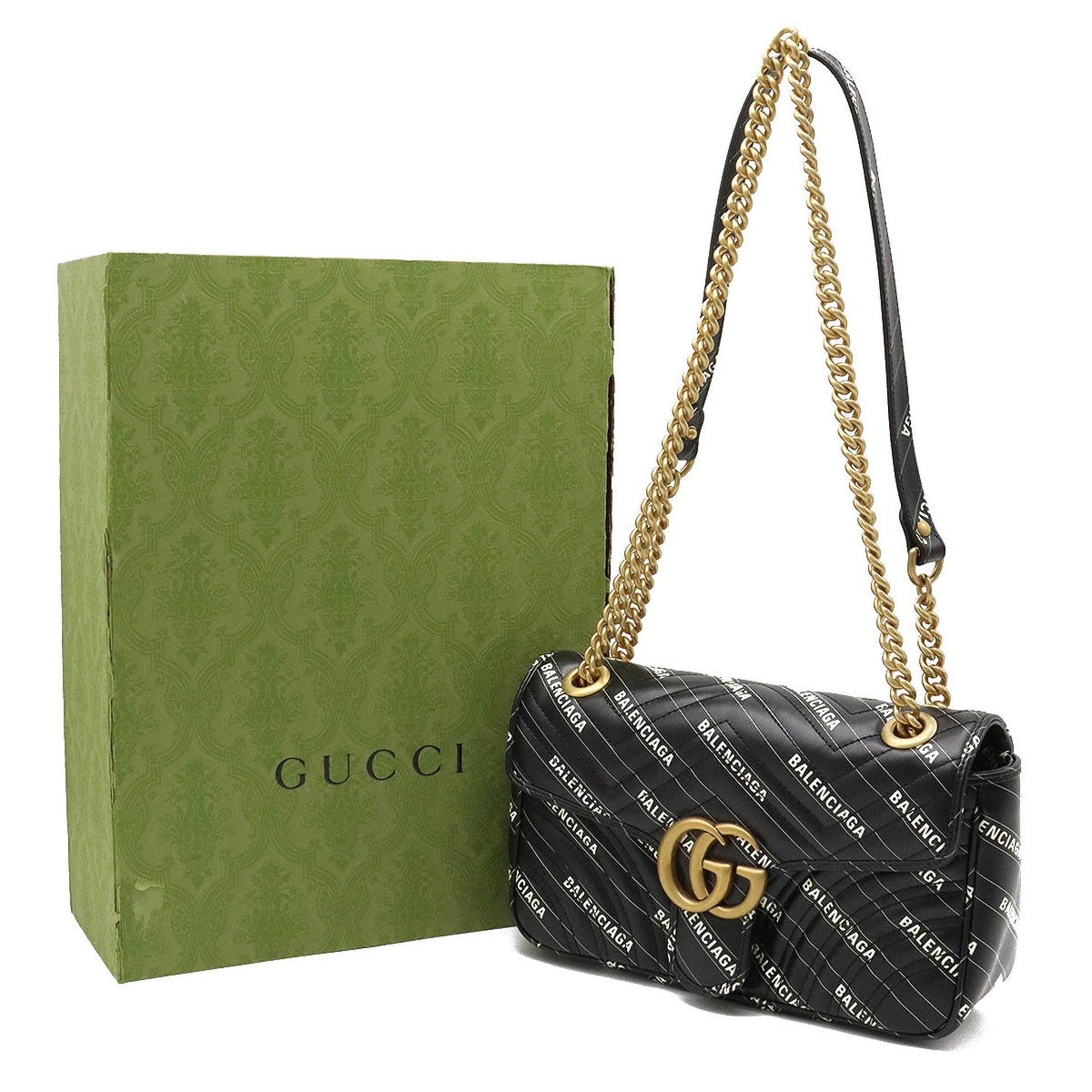 Gucci Balenciaga Collaboration GG Marmont The Hacker Project Small Bag Shoulder Black 443497
