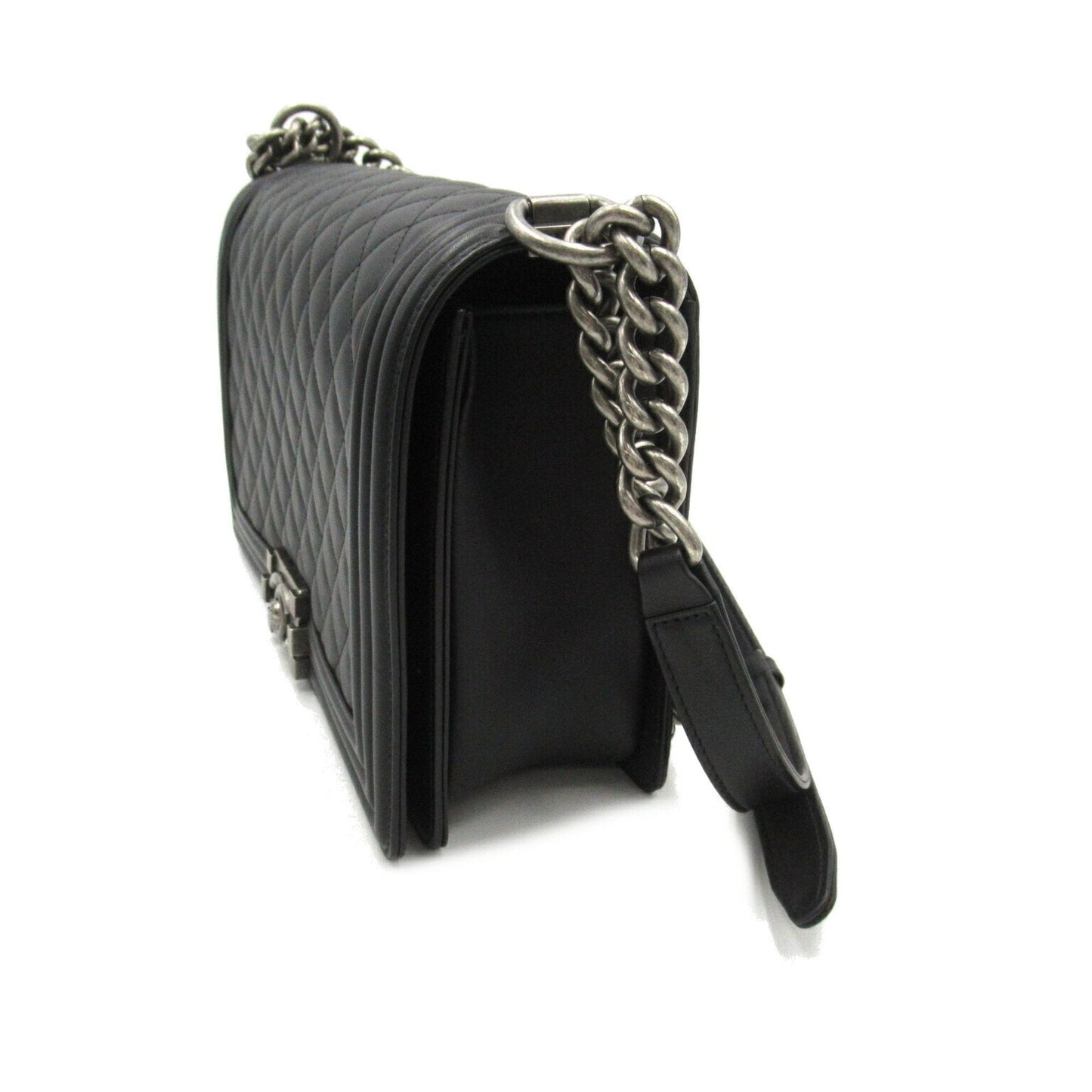 CHANEL Boy Chanel Chain Shoulder Bag Leather Women s Black
