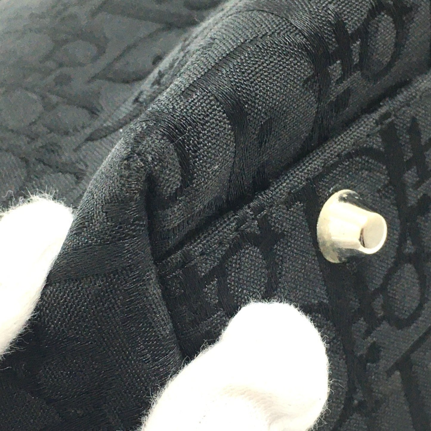 Christian Dior Black Canvas Leather Tote Bag  