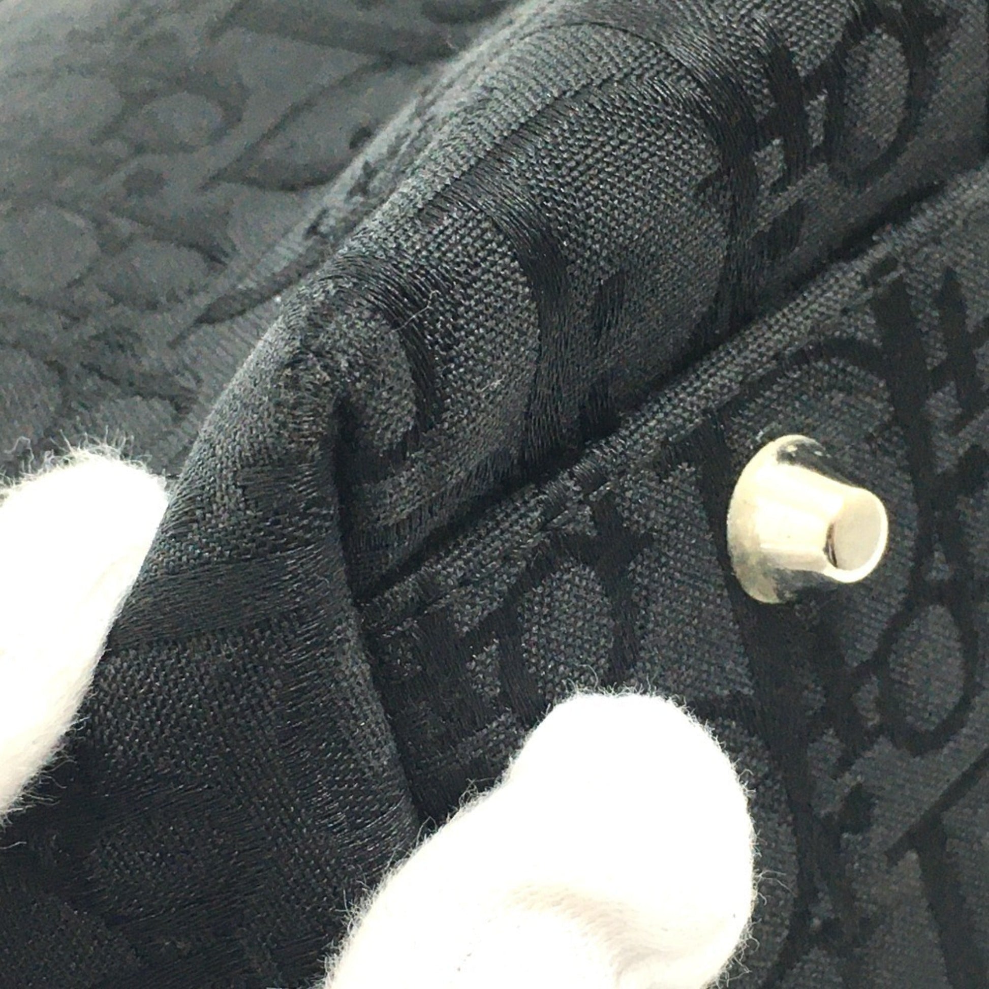 Christian Dior Black Canvas Leather Tote Bag  