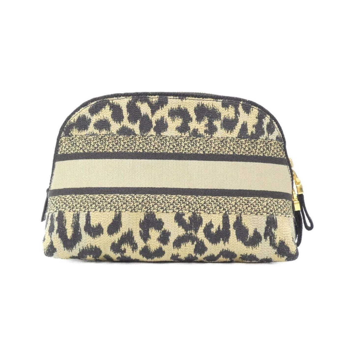 Christian Dior Beige Black Canvas Pouch  