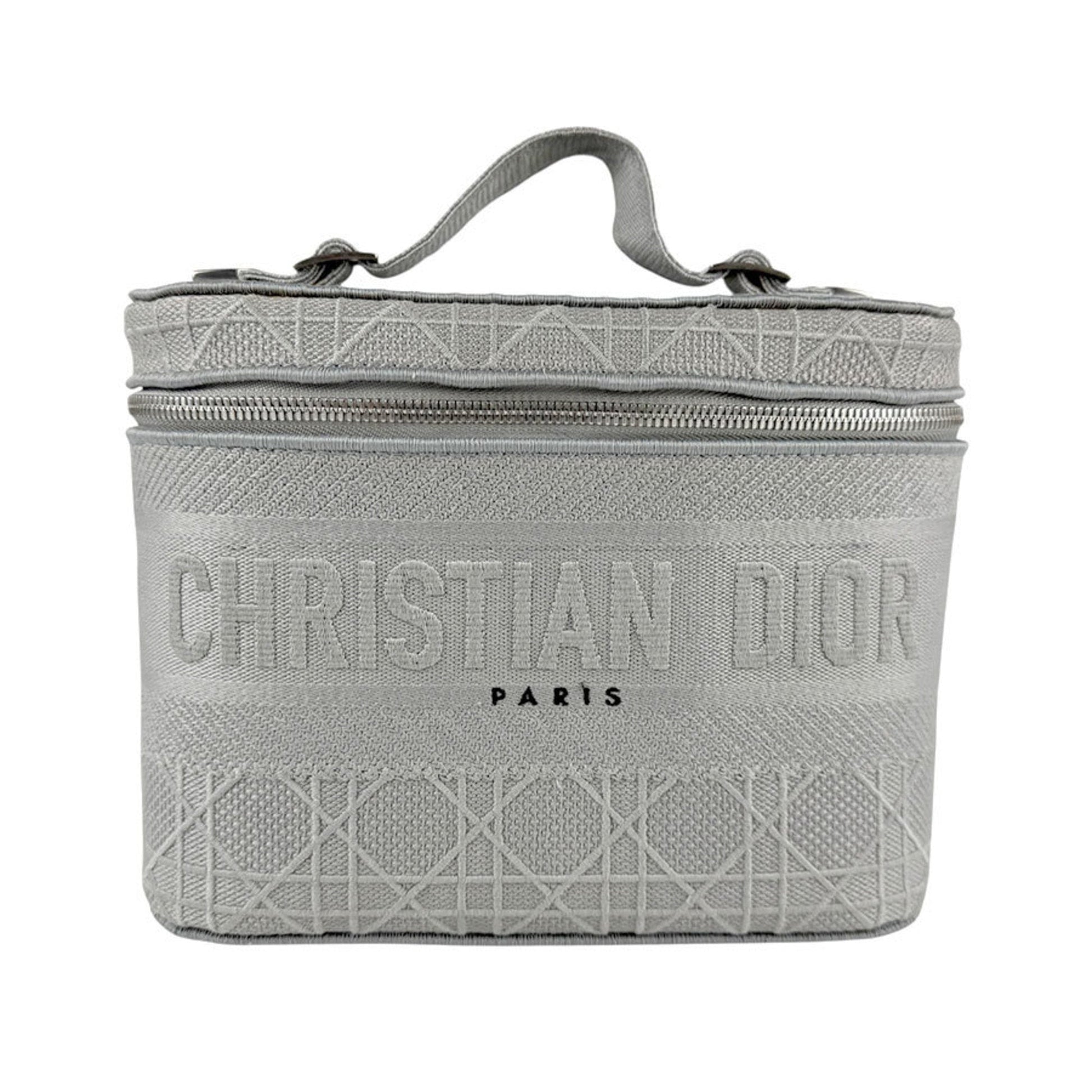 Christian Dior Gray Canvas Handbag Vanity Bag  