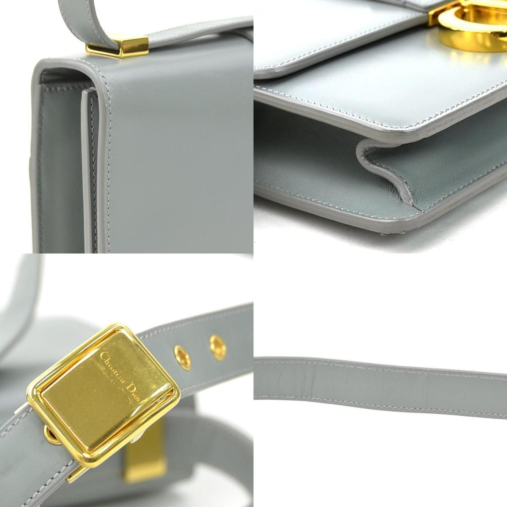 Christian Dior Gray Leather Shoulder Bag  