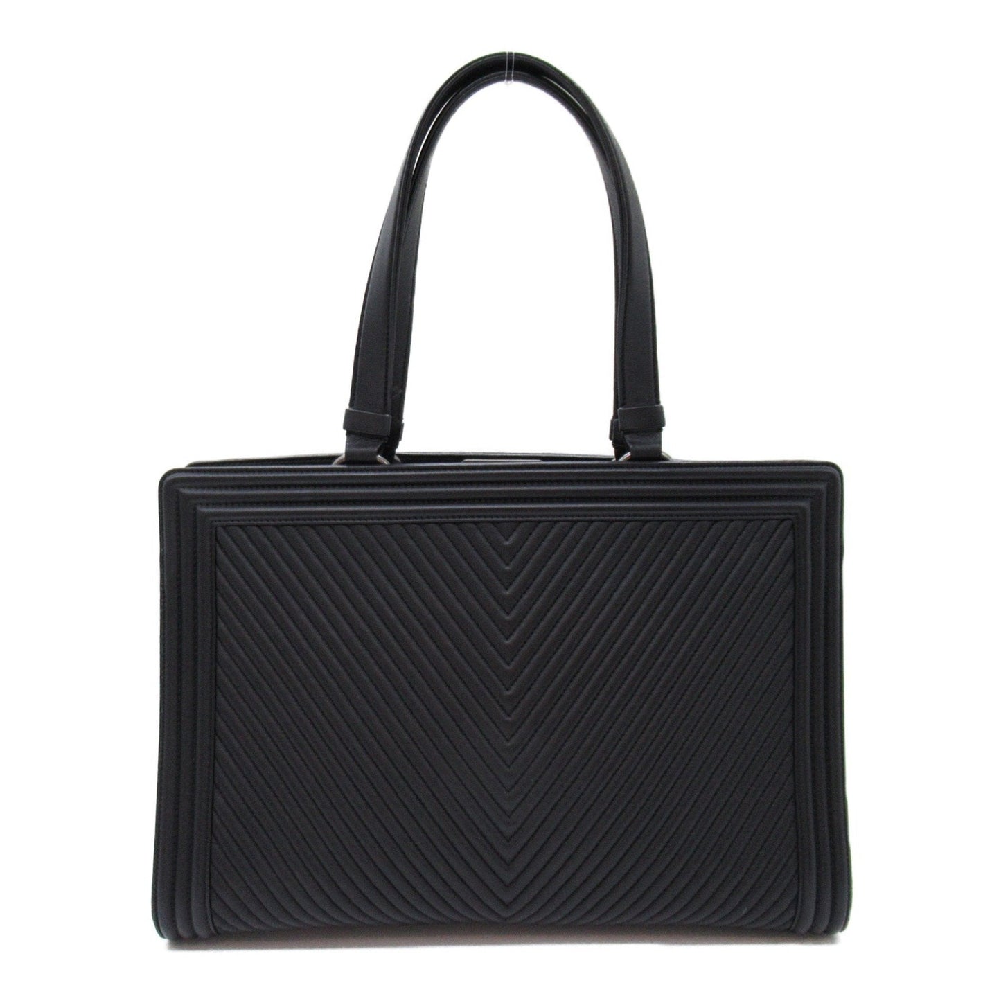 CHANEL Boy Chanel V stitch Tote Bag Black Lambskin sheep leather