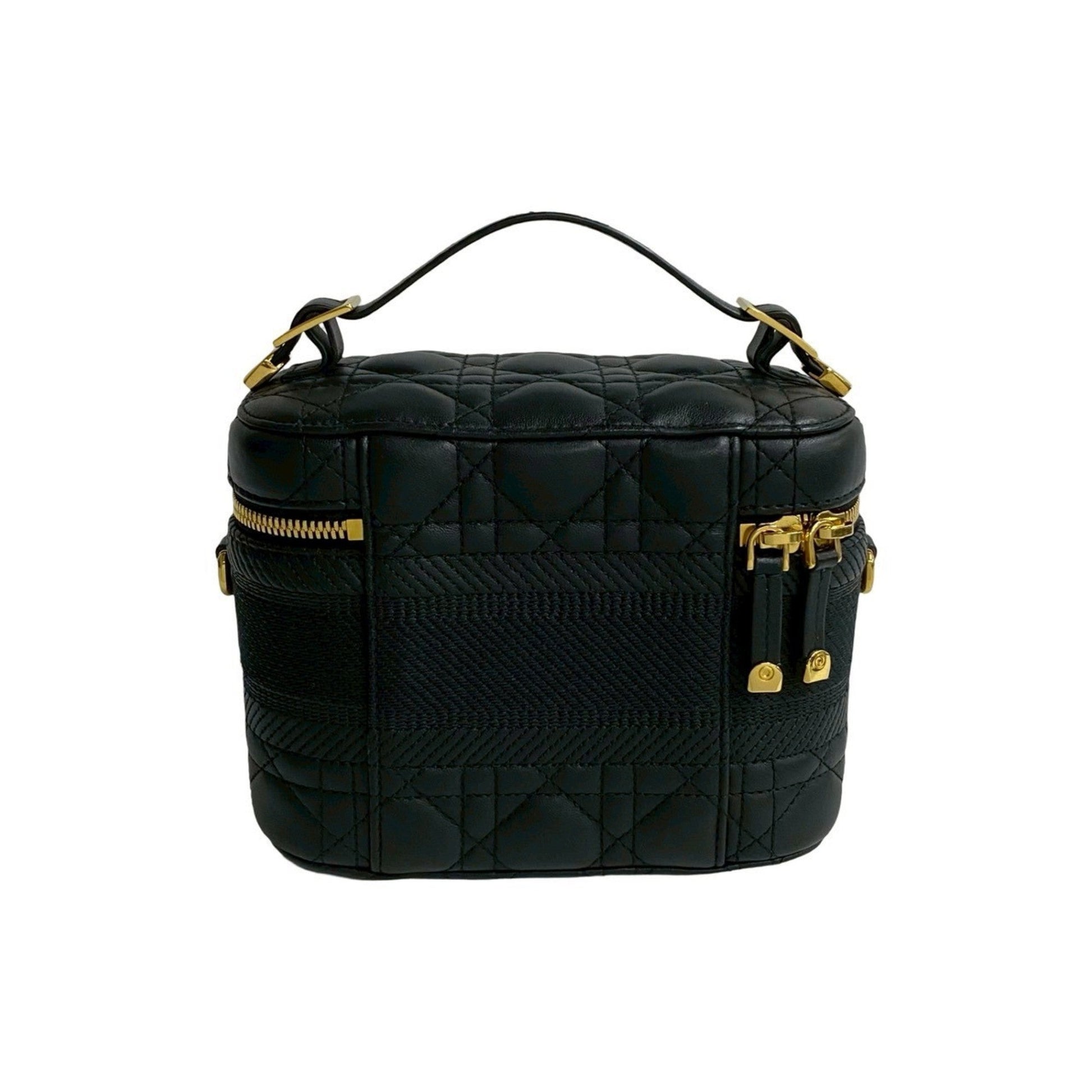 Christian Dior Black Leather Handbag Shoulder Bag Vanity Bag  