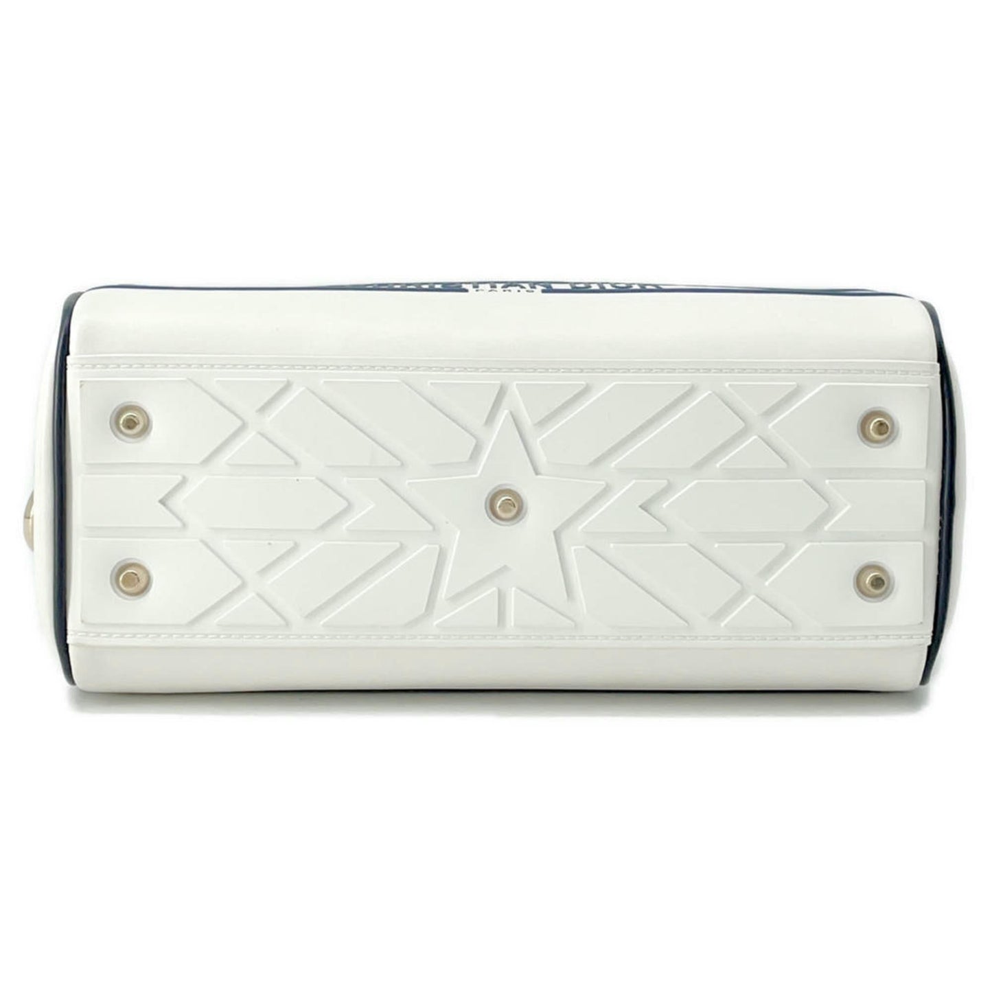 Christian Dior Navy White Leather Rubber Handbag  