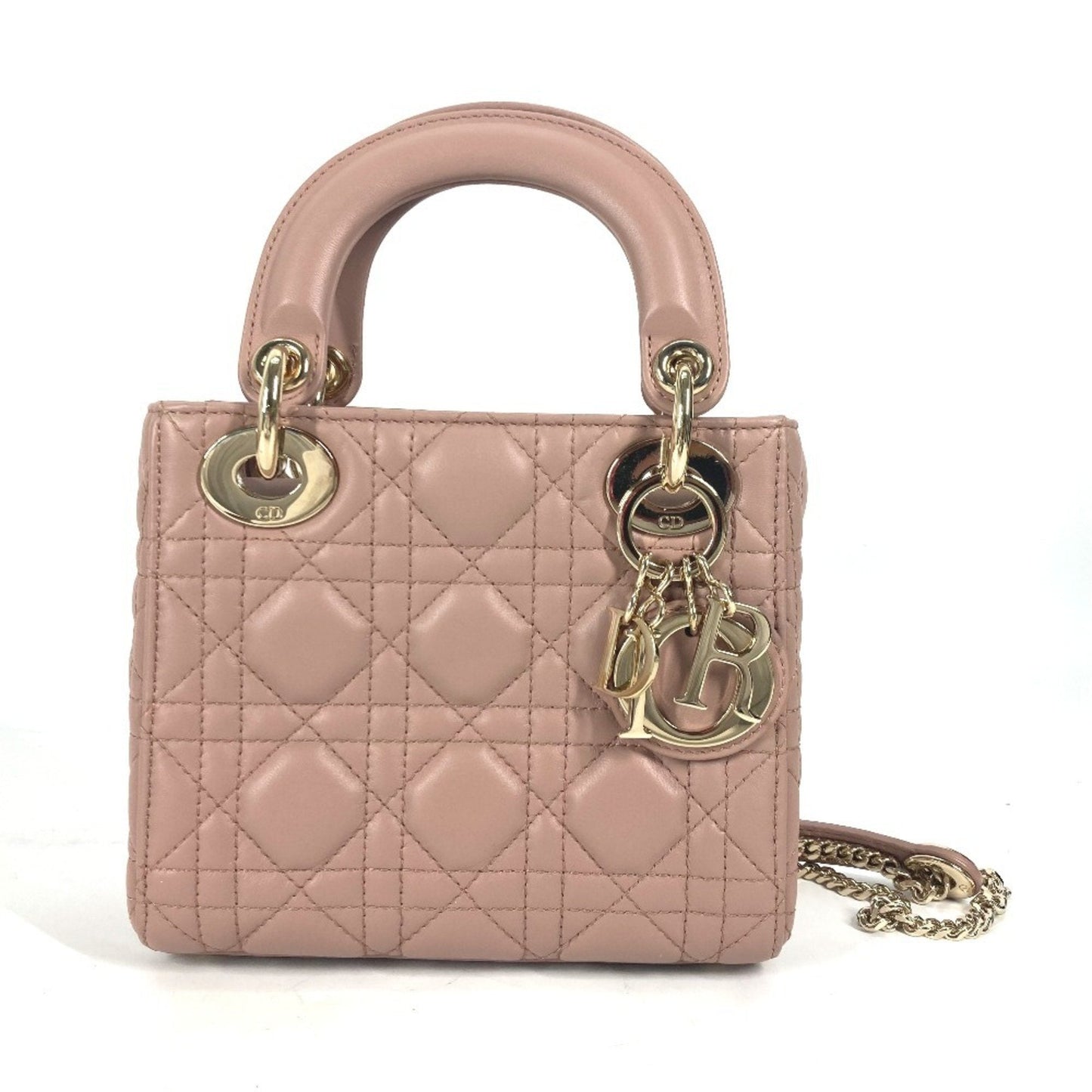 Christian Dior Pink Beige Leather Handbag Shoulder Bag  