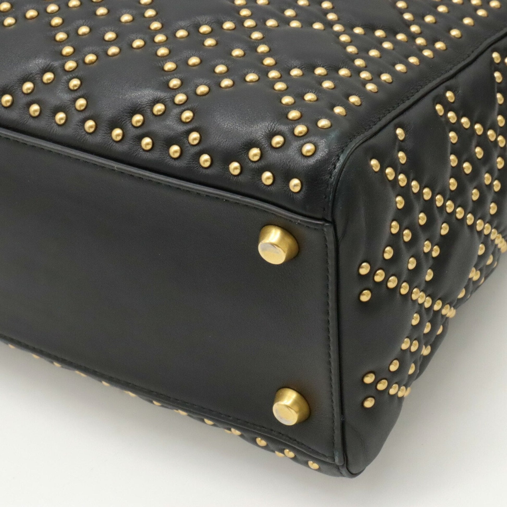 Christian Dior Lady Dior Black Leather Handbag Shoulder Bag  