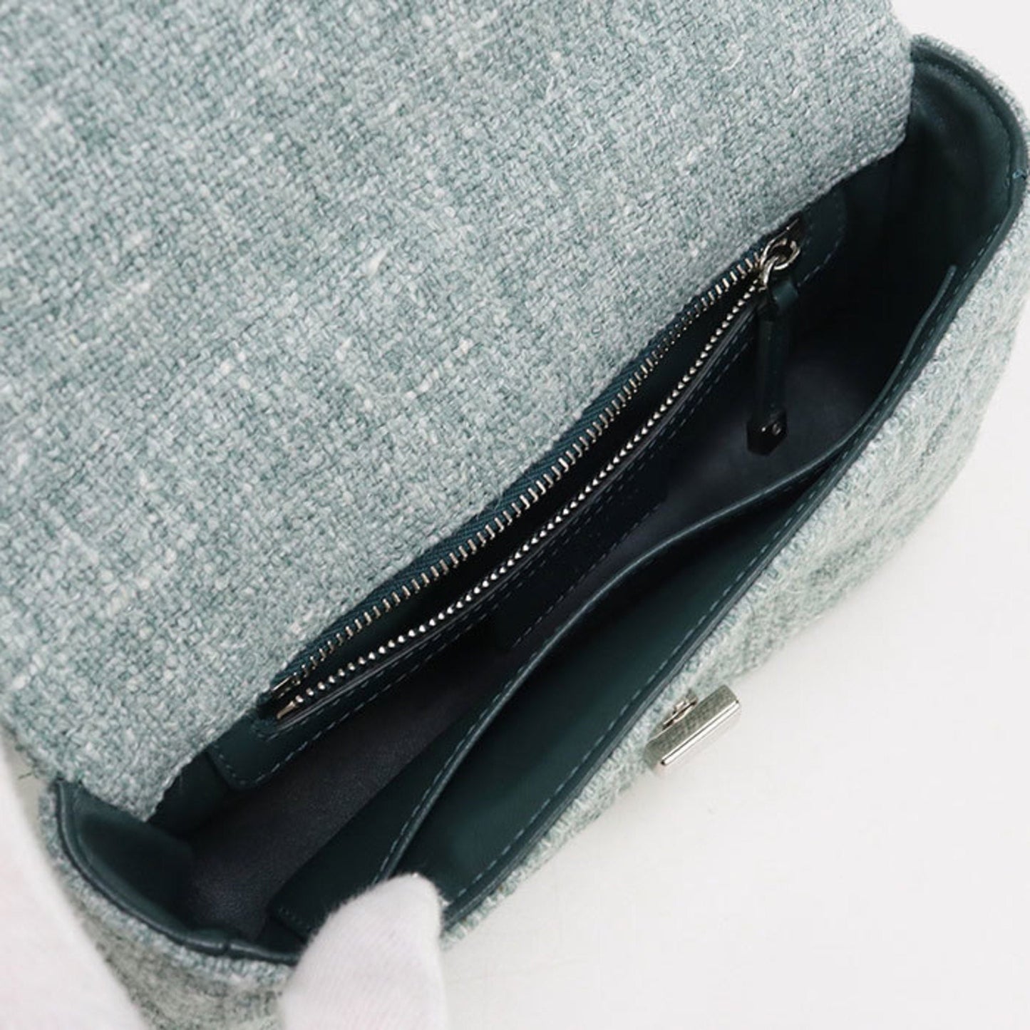 Christian Dior Green Tweed Shoulder Bag  
