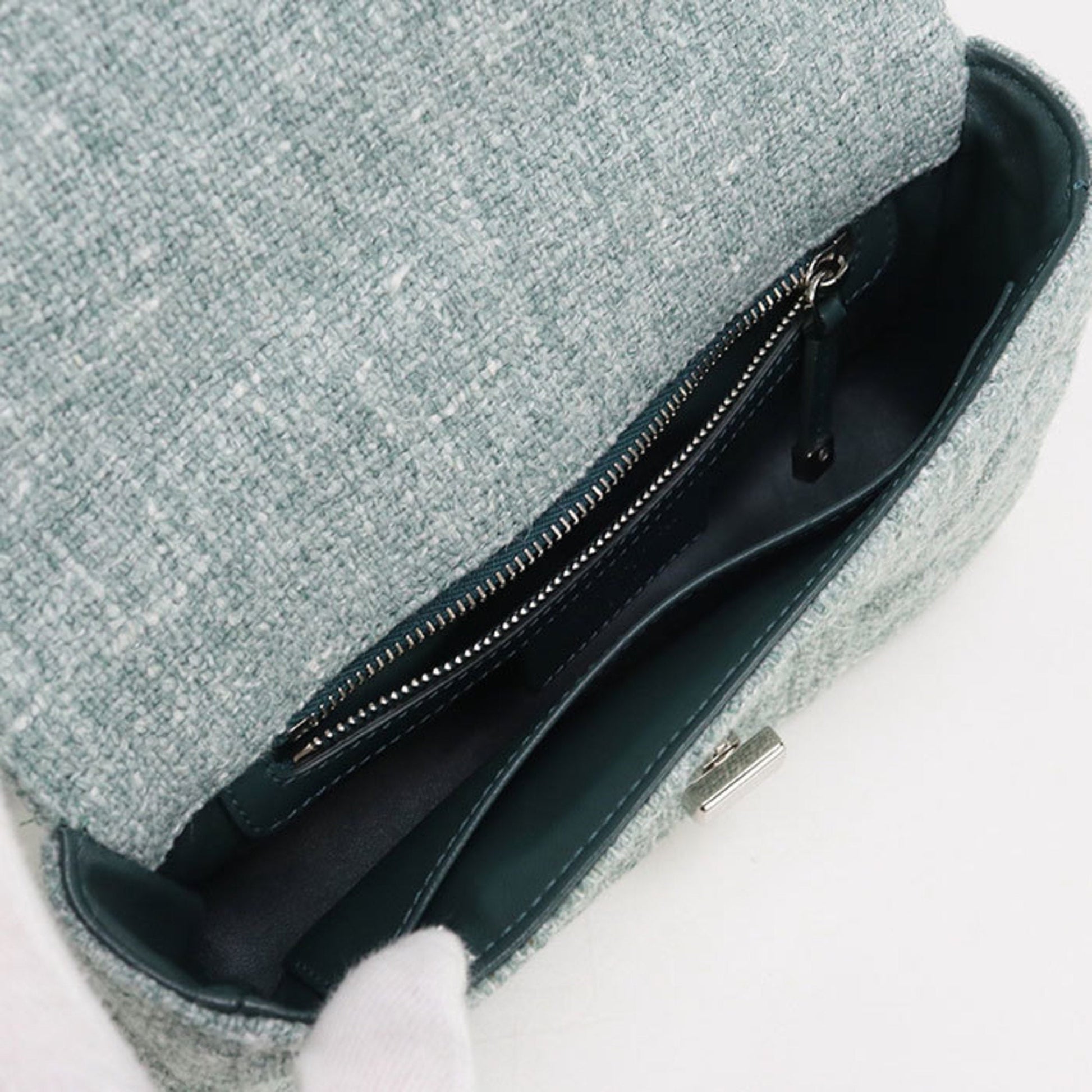 Christian Dior Green Tweed Shoulder Bag  