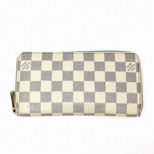 LOUIS VUITTON Long Wallet Zippy N41660 Damier Azur White Round