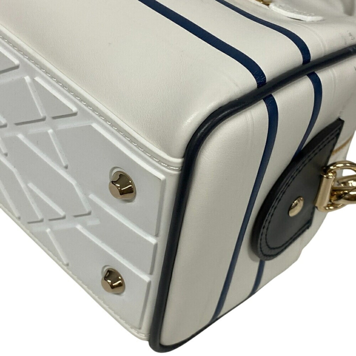 Christian Dior Navy White Leather Handbag  