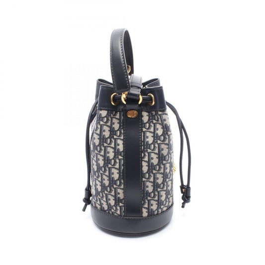 Christian Dior Gray Navy Canvas Leather Backpack  