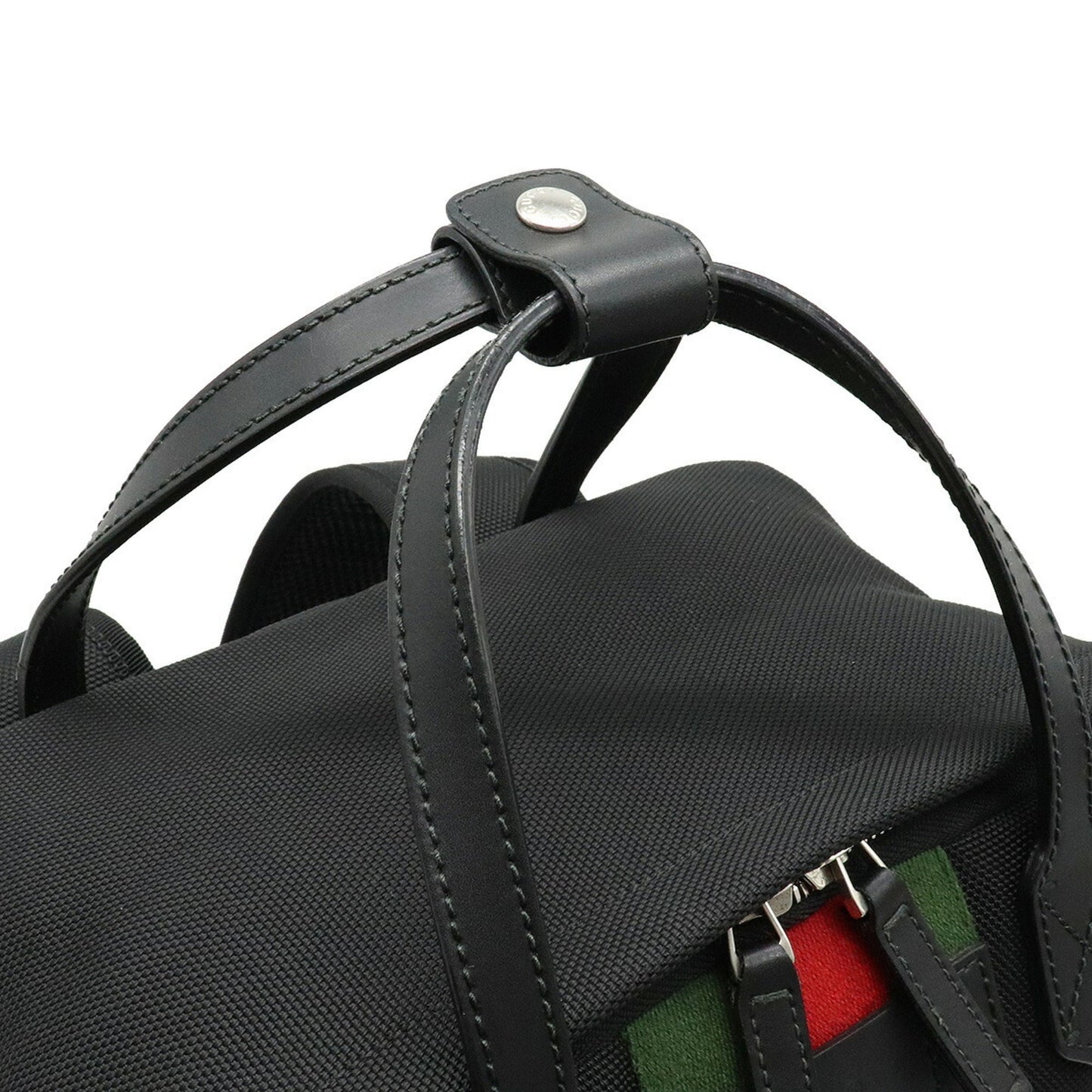 Gucci Sherry Line Black Leather Canvas Backpack